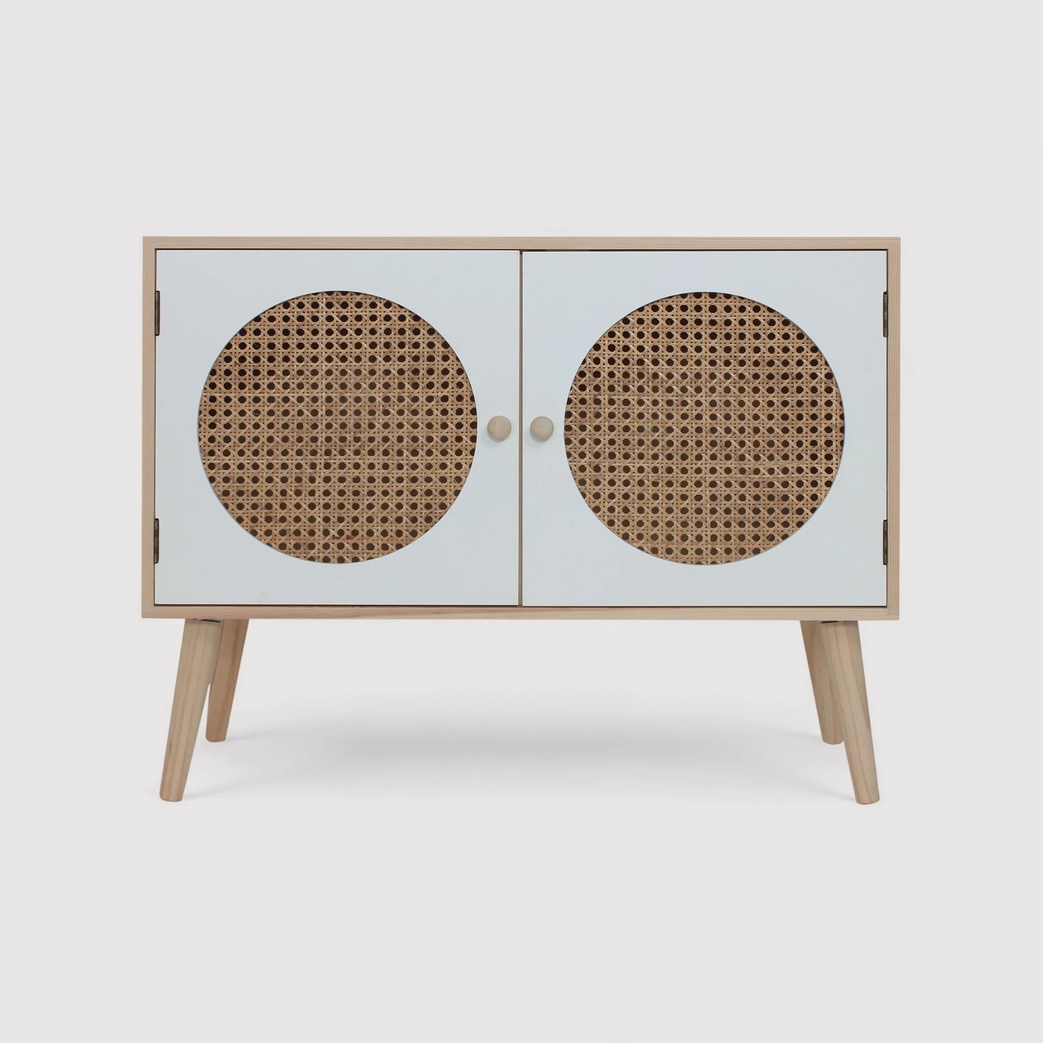 Sakura - Credenza bassa multiuso in legno naturale con 2 ante