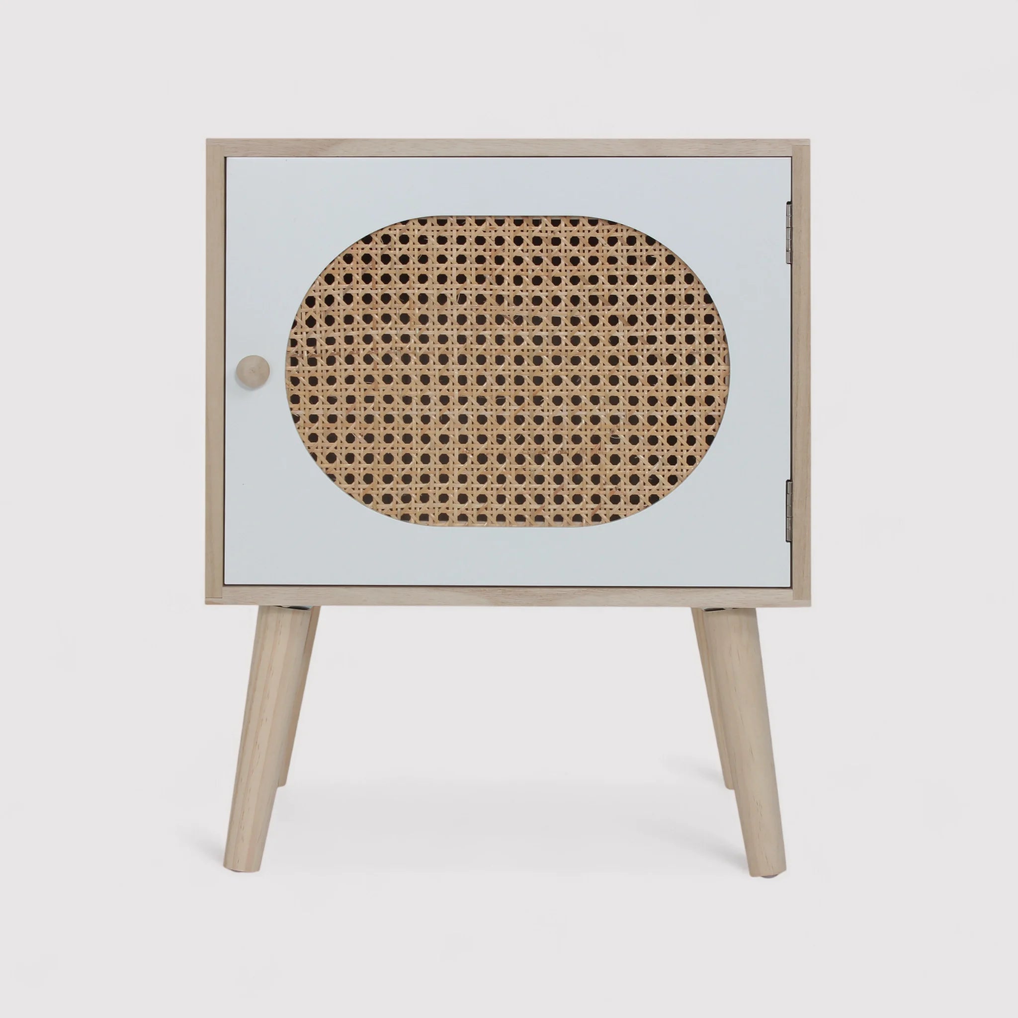 Salak - Comodino in legno bianco in stile boho e scandinavo