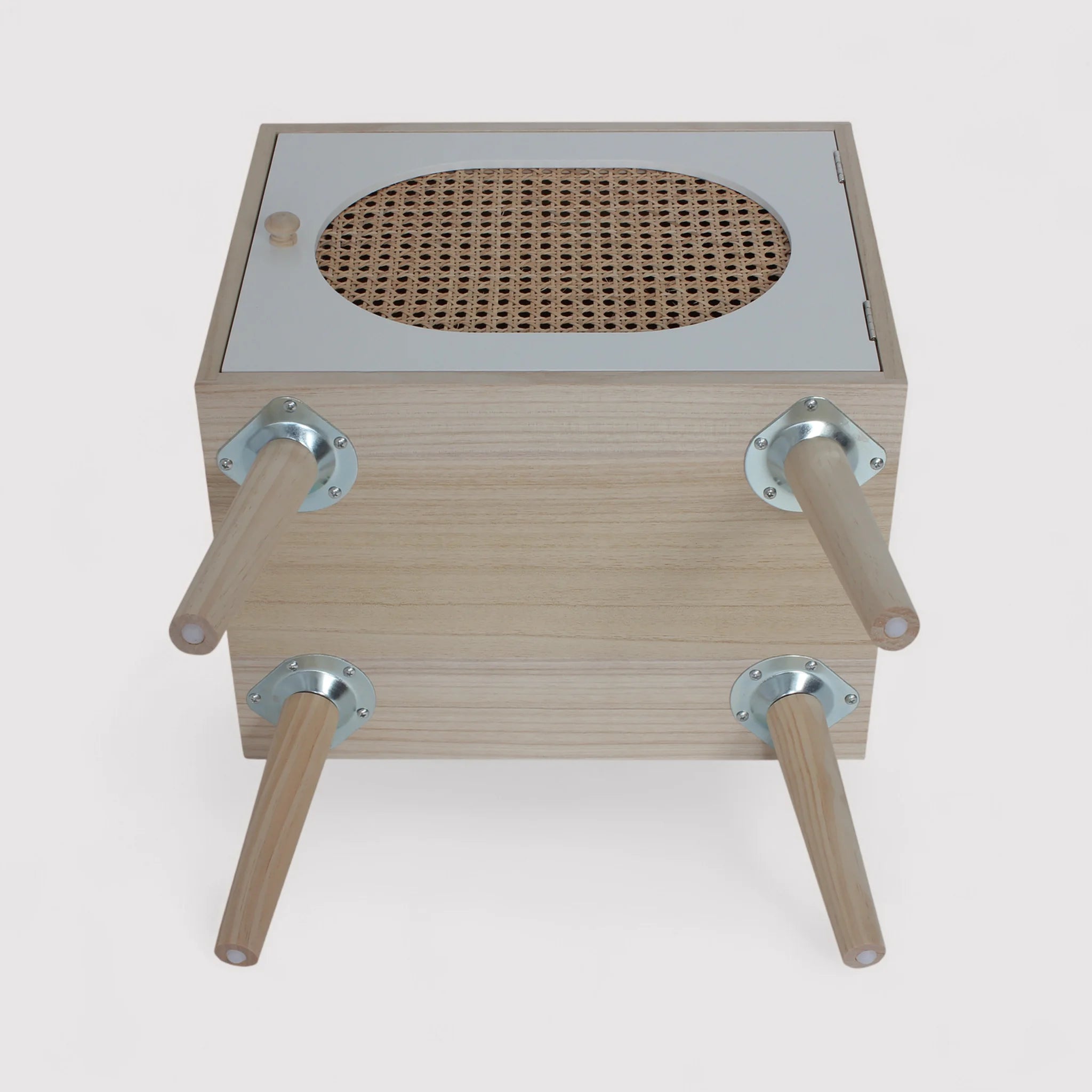 Salak - Comodino in legno bianco in stile boho e scandinavo