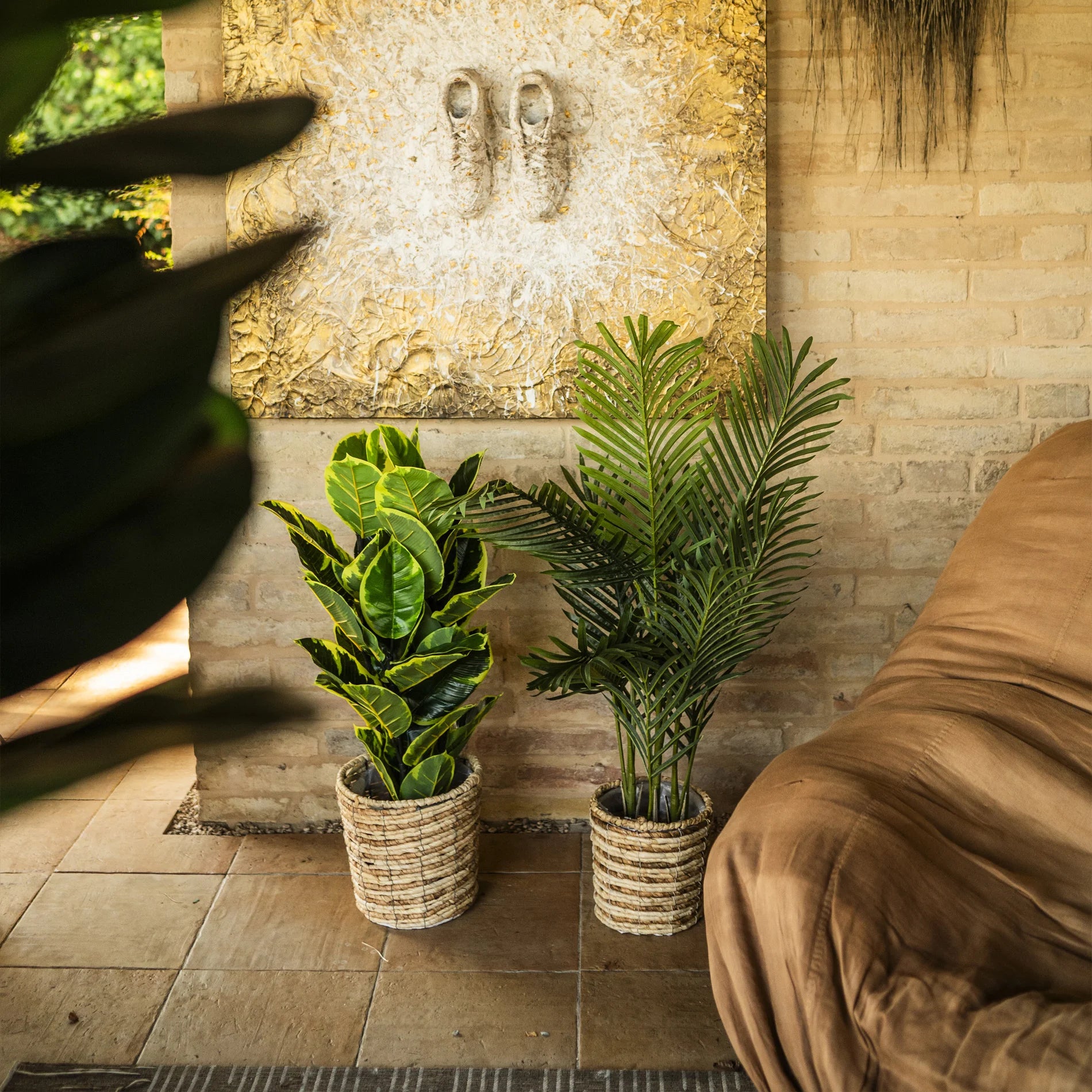 Ixora - Set di 3 cesti per piante in paglia di mais