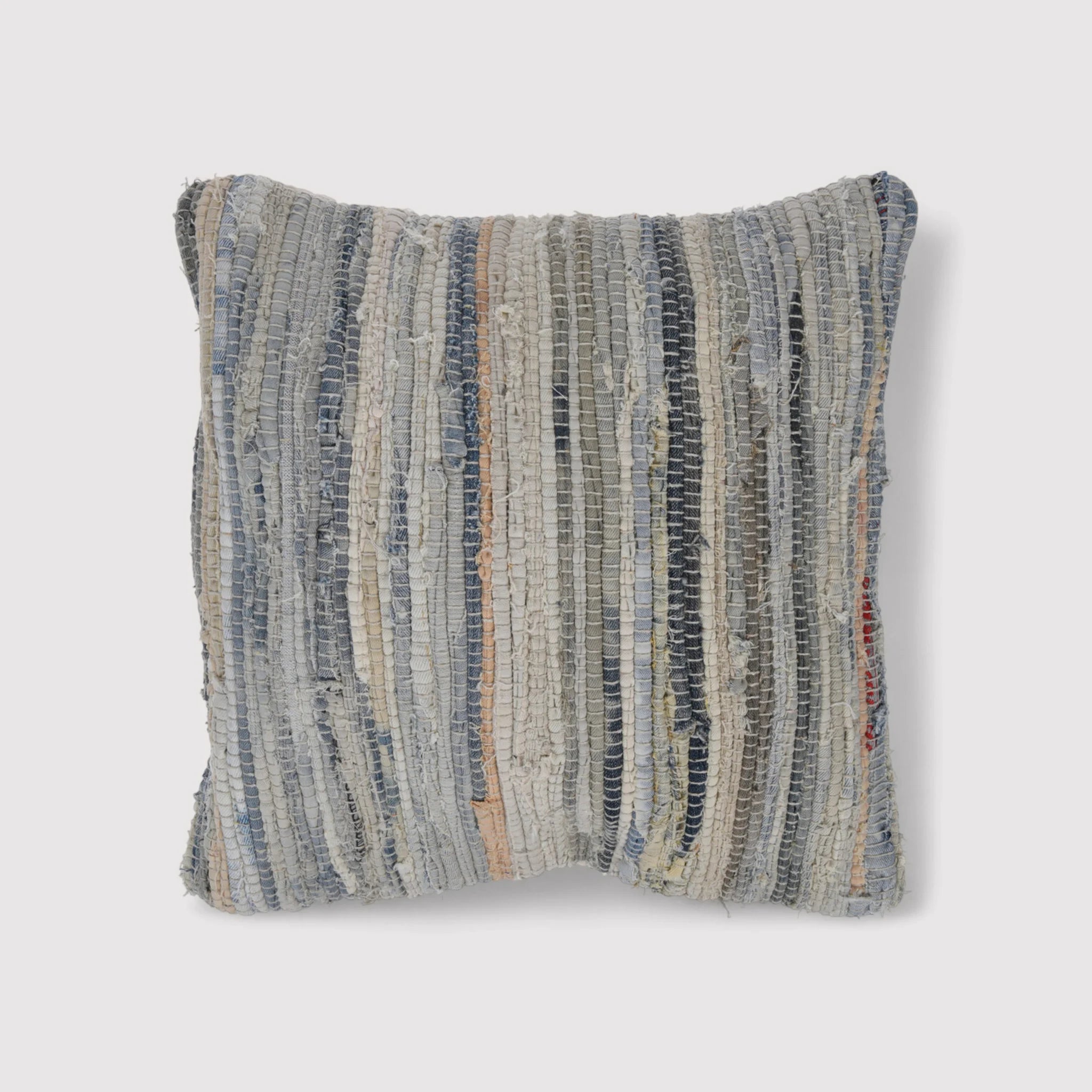 Armud - Cuscino quadrato con fantasia a righe beige e blu