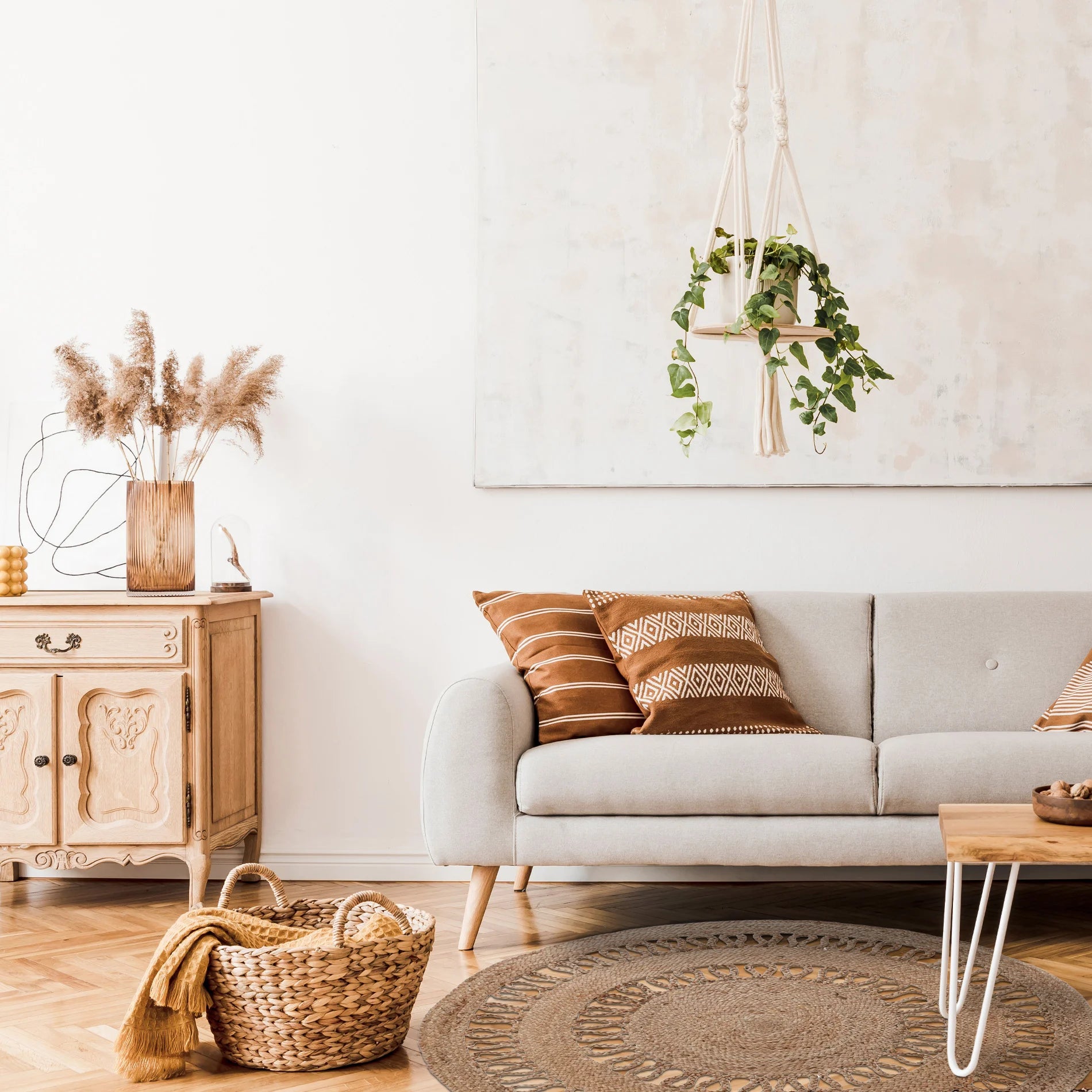 Pteris - Tappeto in juta tondo per casa o balcone