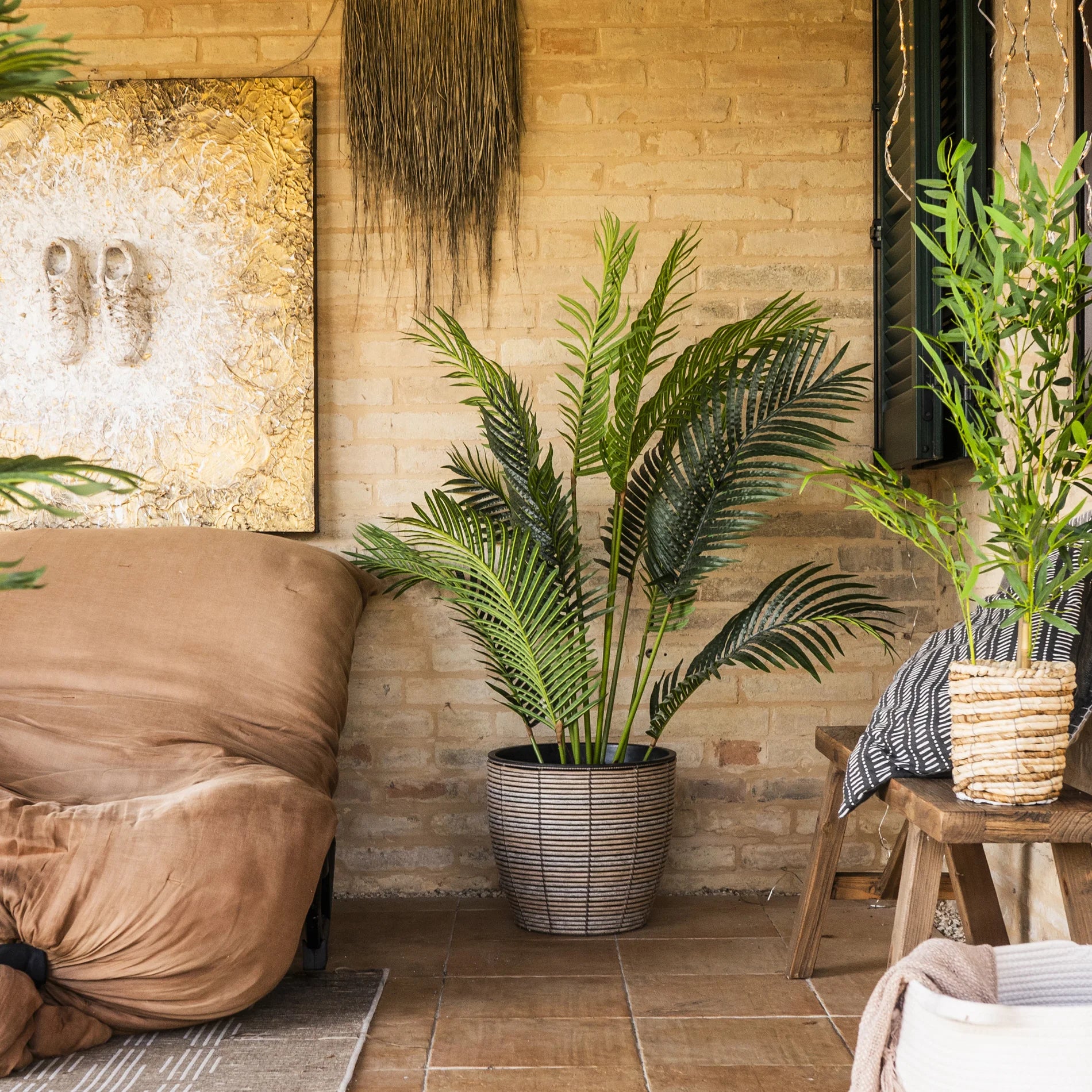 Rivina - Vaso in polyrattan marrone per casa o esterno Ø 40 cm