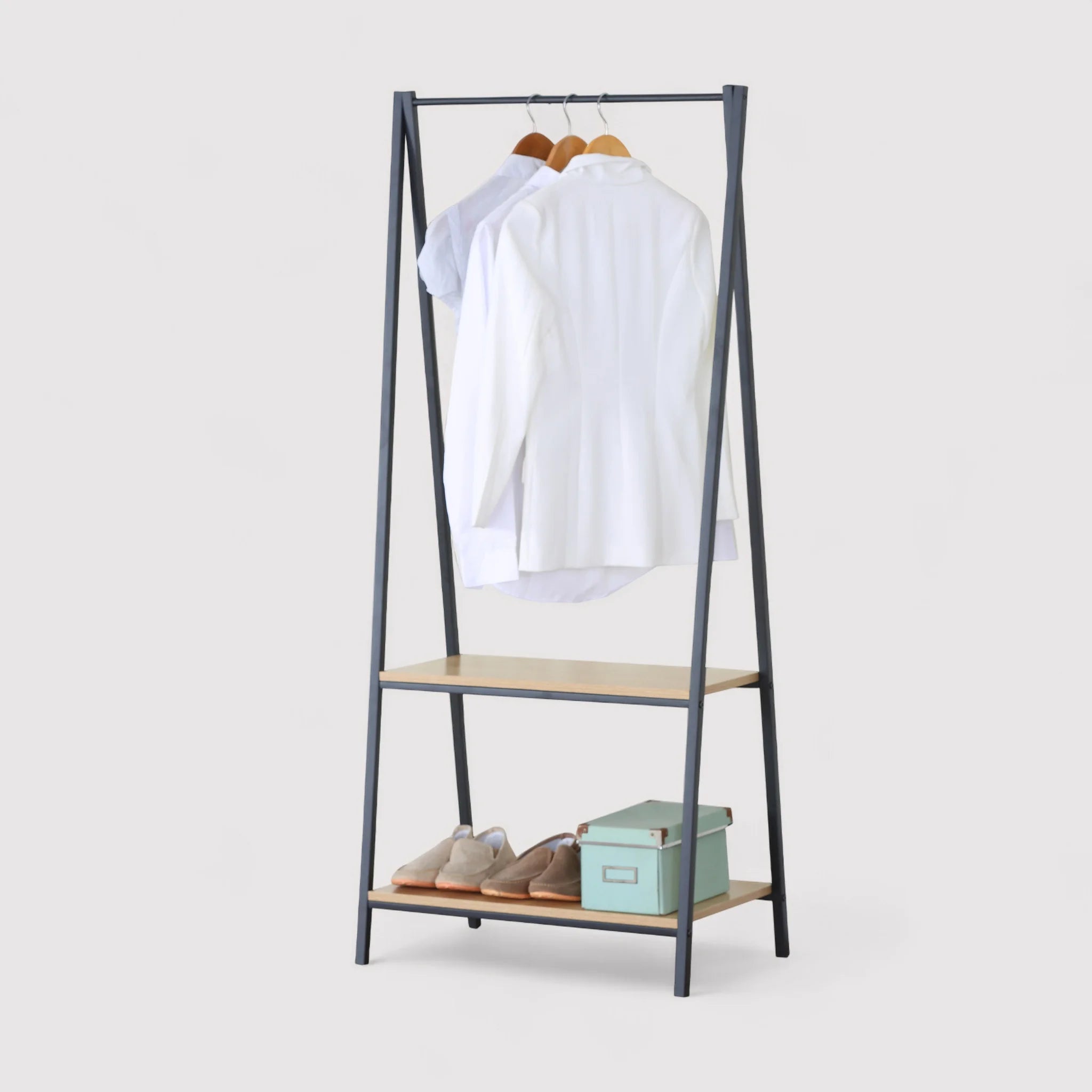 Surfinia - Stand appendiabiti in metallo con 2 ripiani