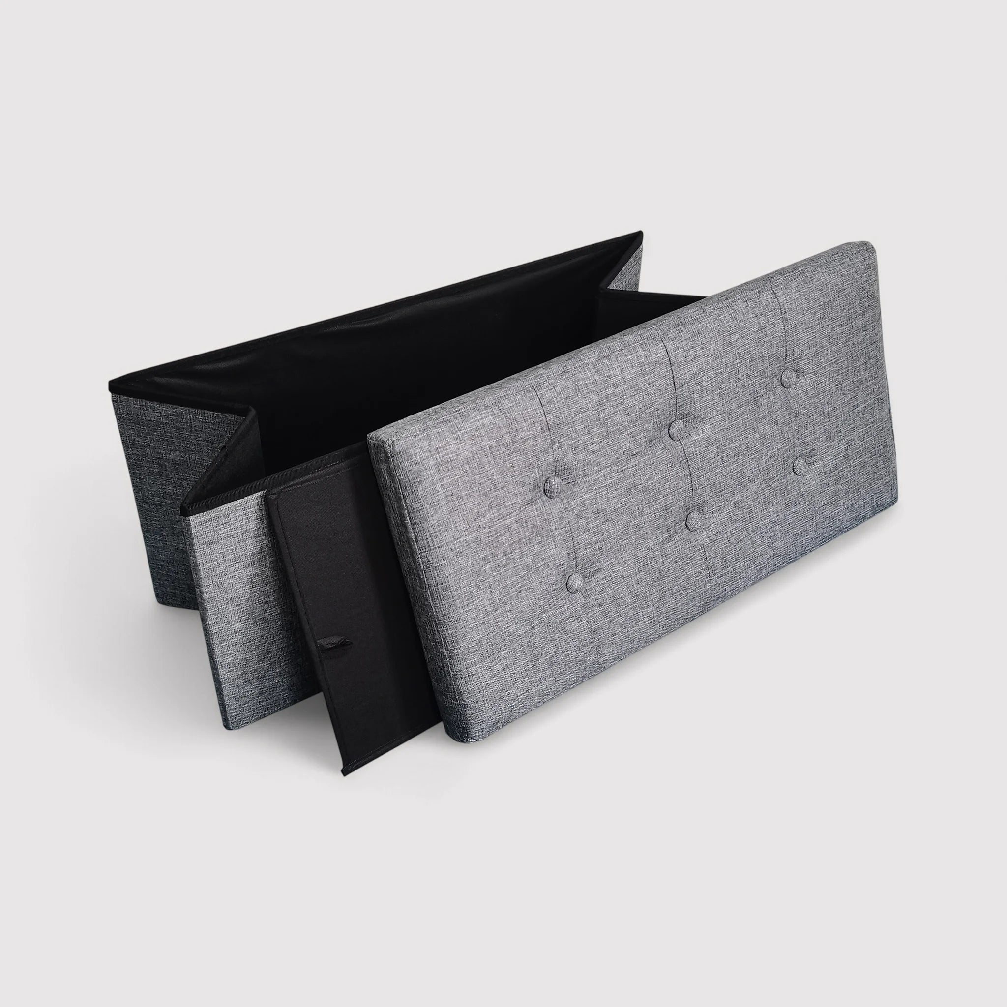 Caladium - Pouf rettangolare grigio con vano portaoggetti