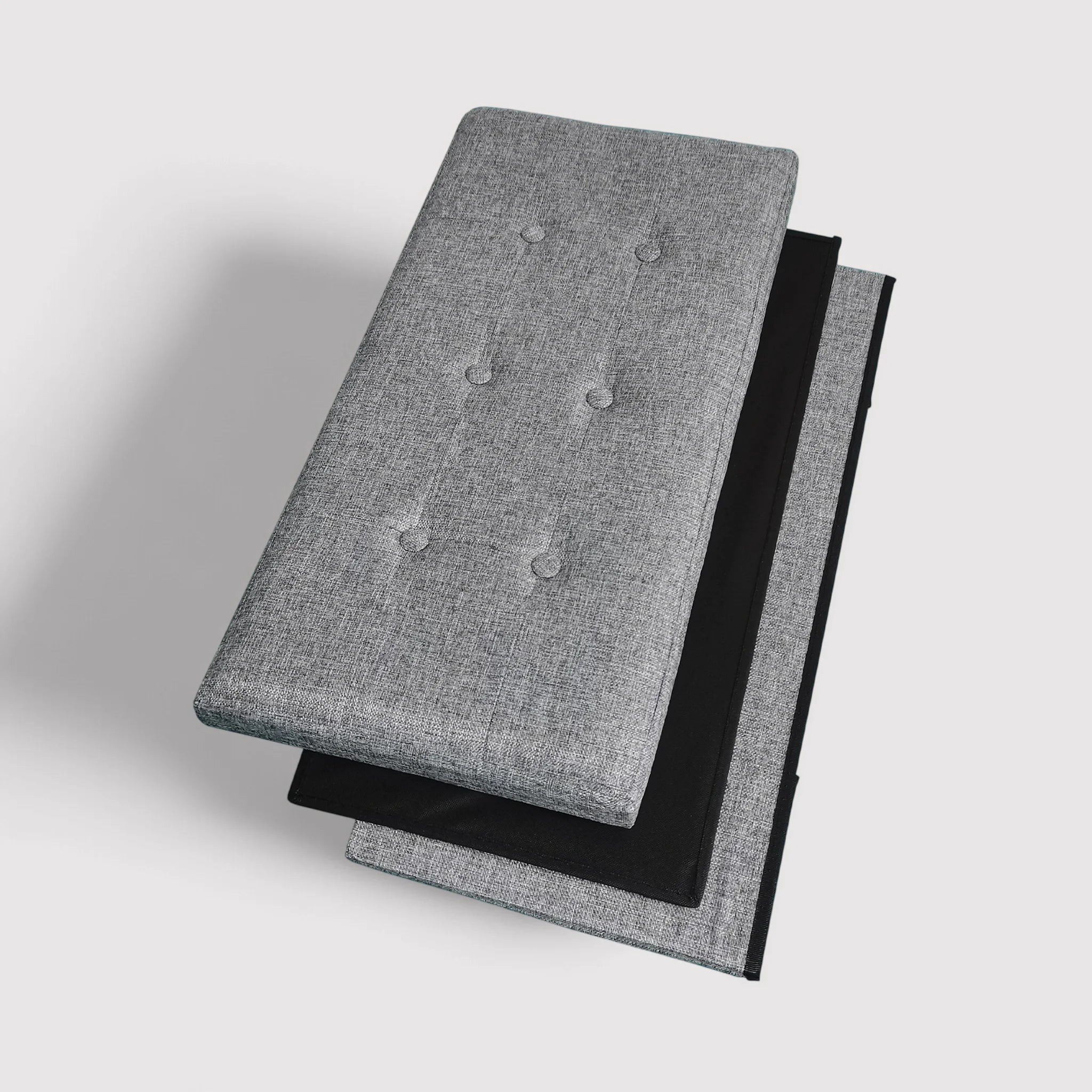 Caladium - Pouf rettangolare grigio con vano portaoggetti