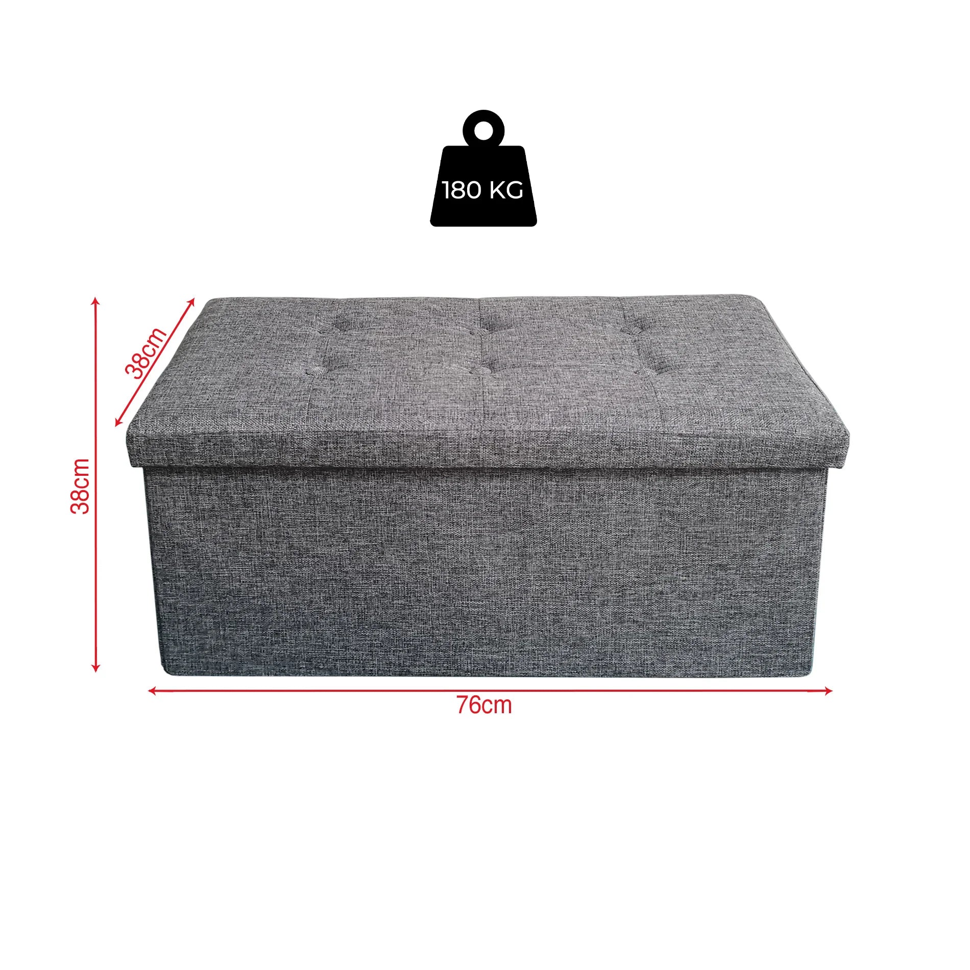Caladium - Pouf rettangolare grigio con vano portaoggetti