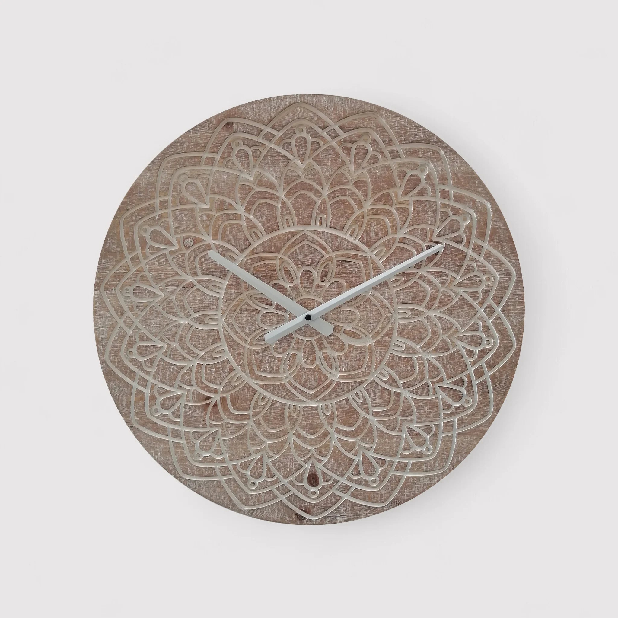 Oryza - Horloge murale marron avec design ethnique