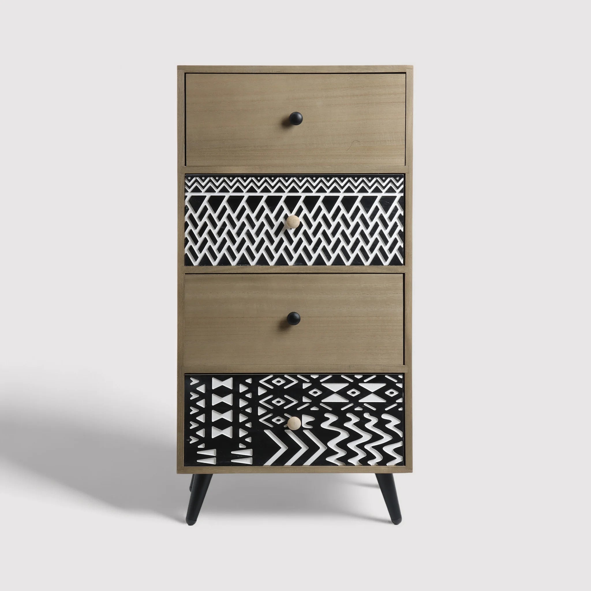 Ayame - Cassettiera salvaspazio marrone e nera con 4 cassetti