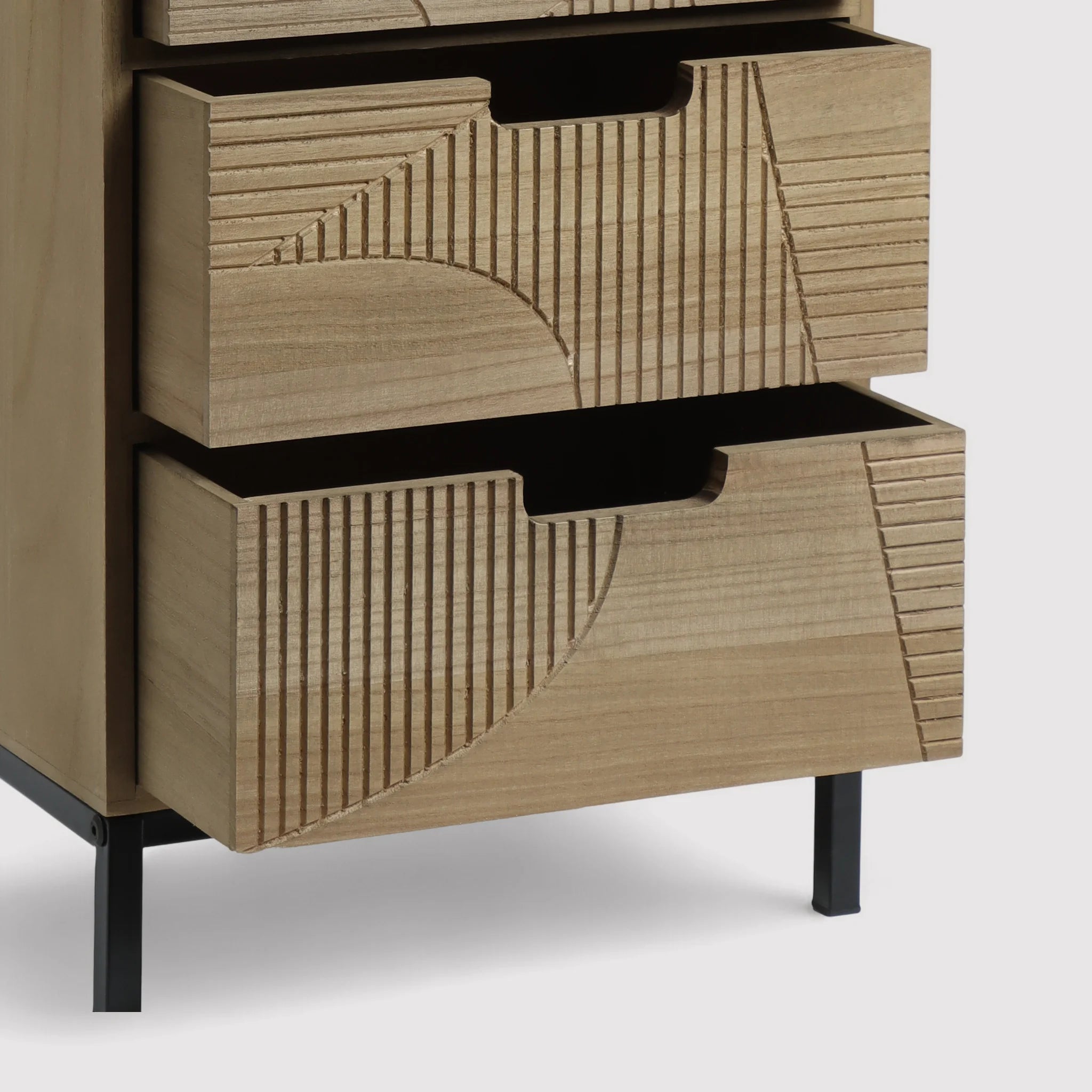 Goethea - Cassettiera in stile scandinavo con 4 cassetti intagliati