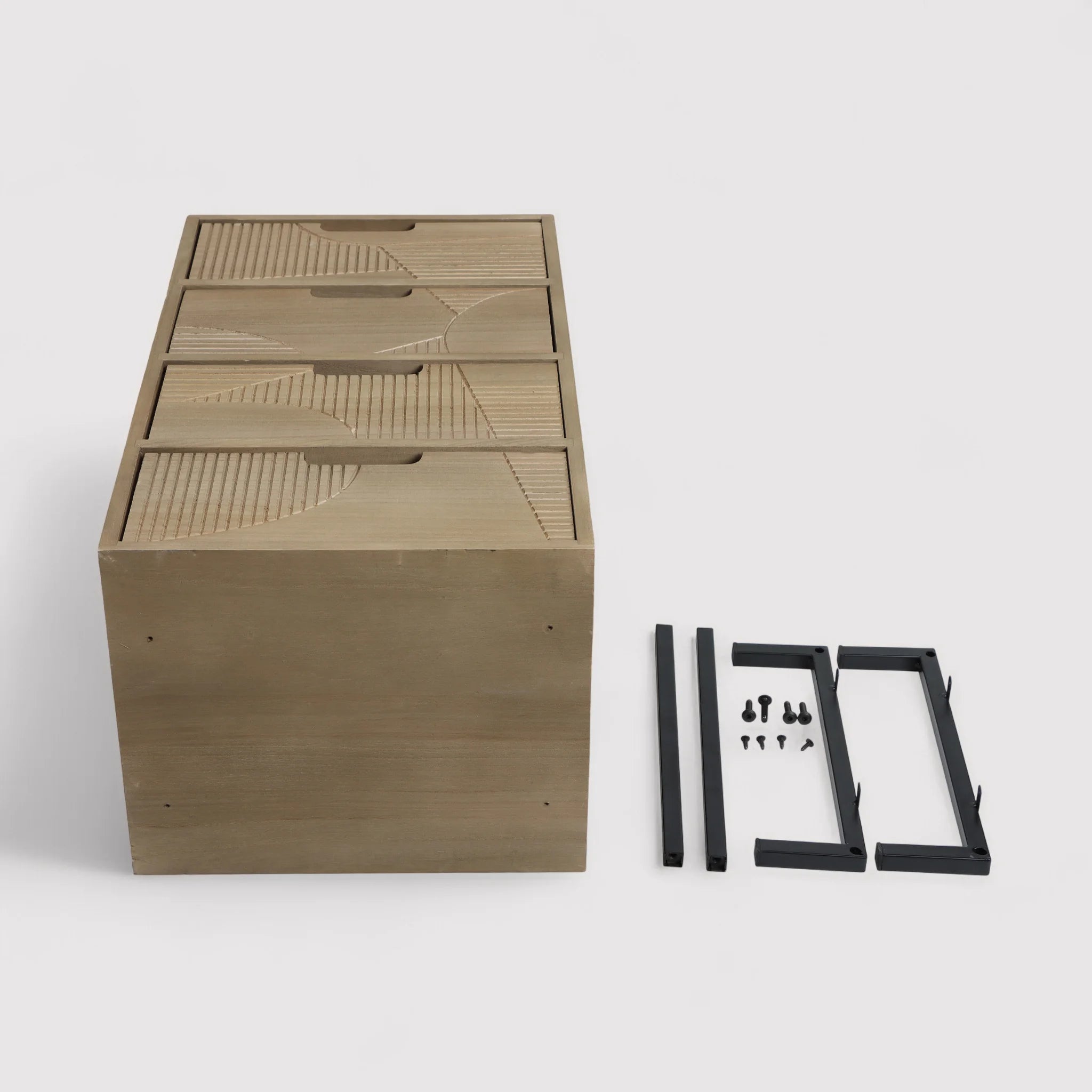 Goethea - Cassettiera in stile scandinavo con 4 cassetti intagliati