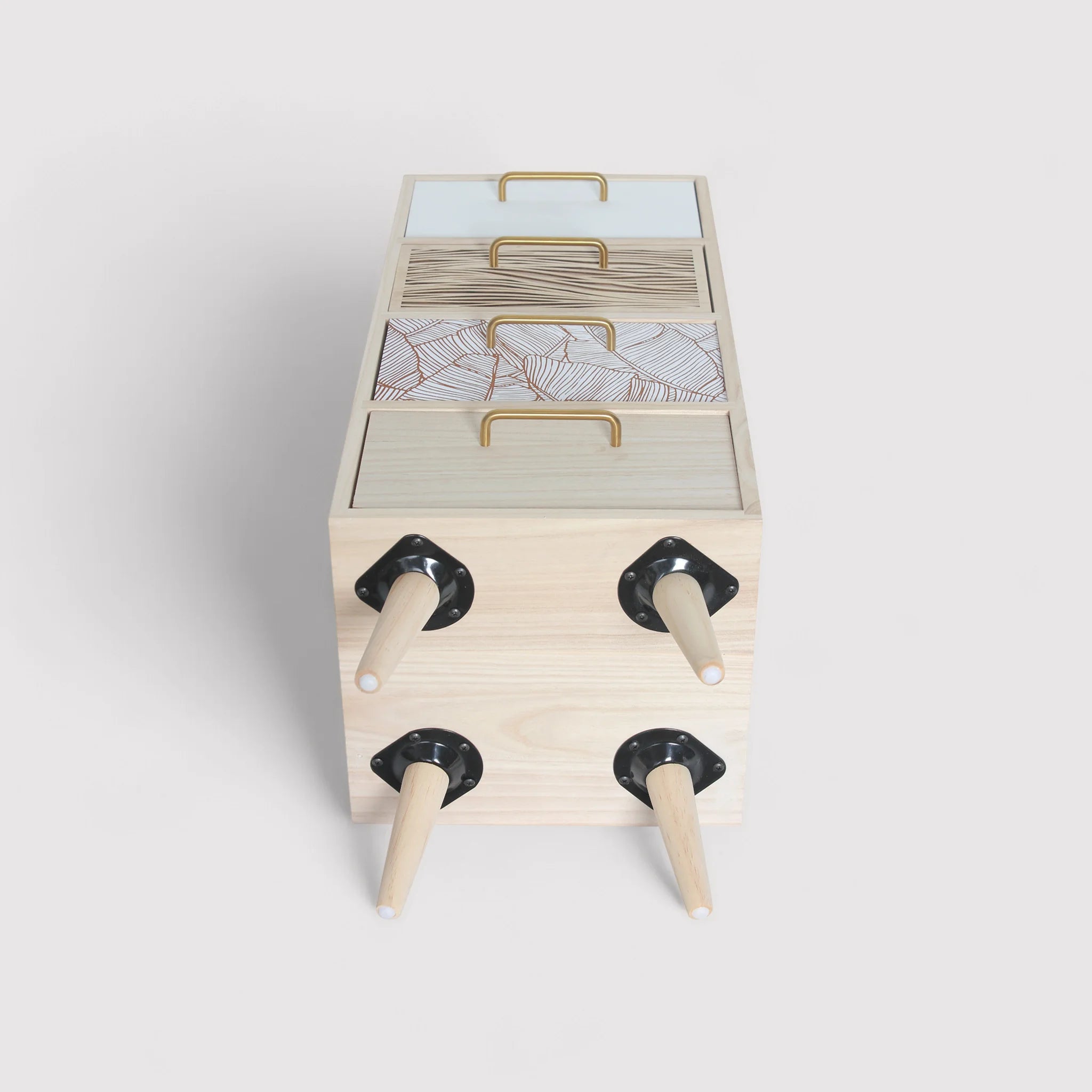 Bixa - Cassettiera per bagno color legno chiaro con 4 cassetti