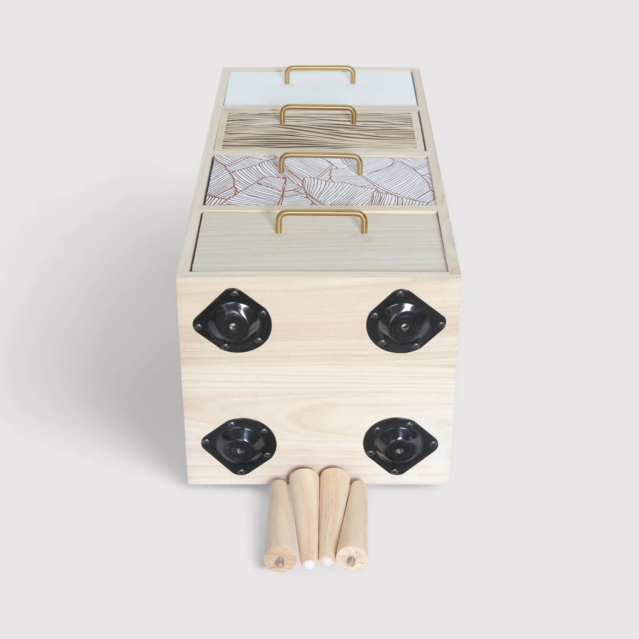 Bixa - Cassettiera per bagno color legno chiaro con 4 cassetti