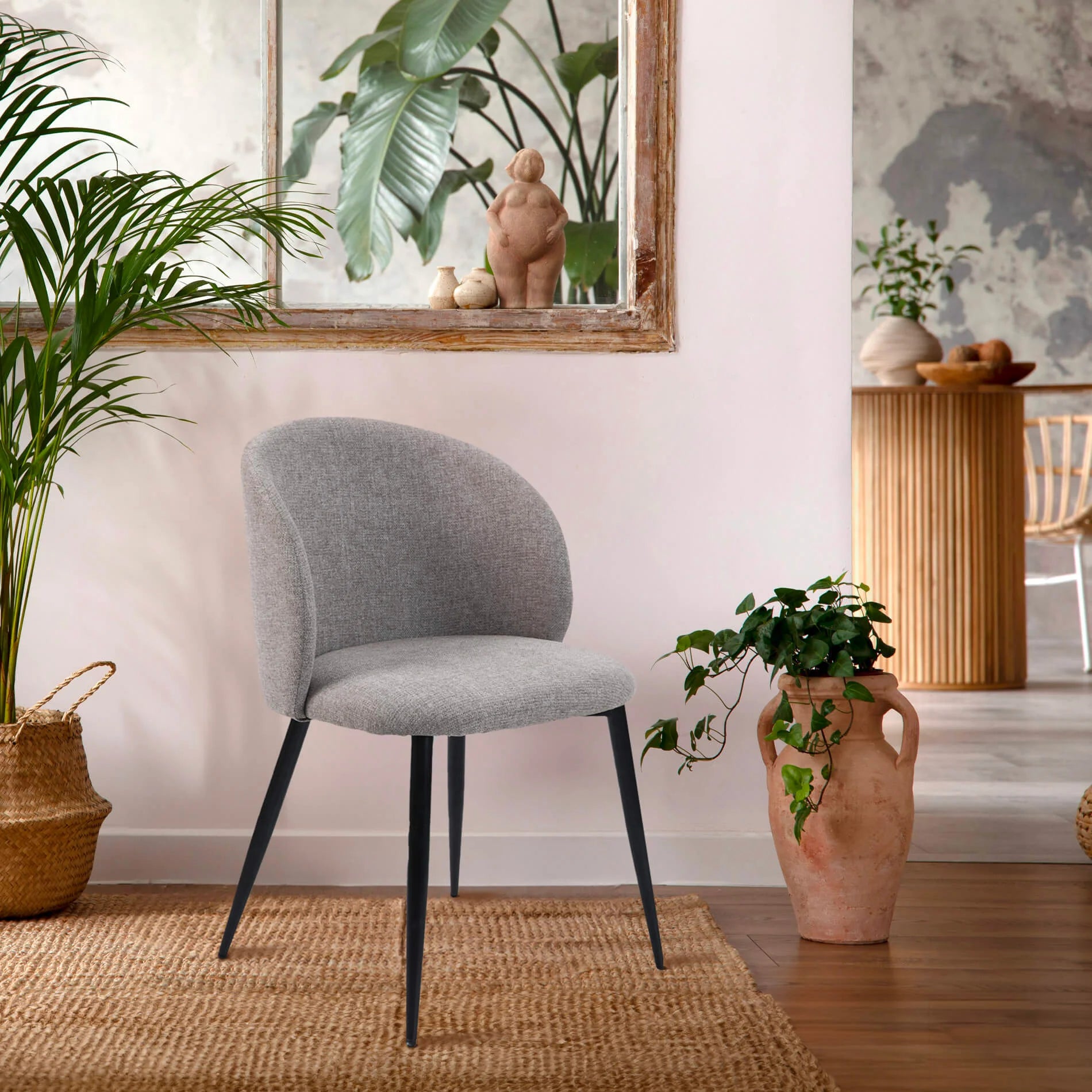 Cordia - Set 2 seggiole grigio tortora per sala da pranzo