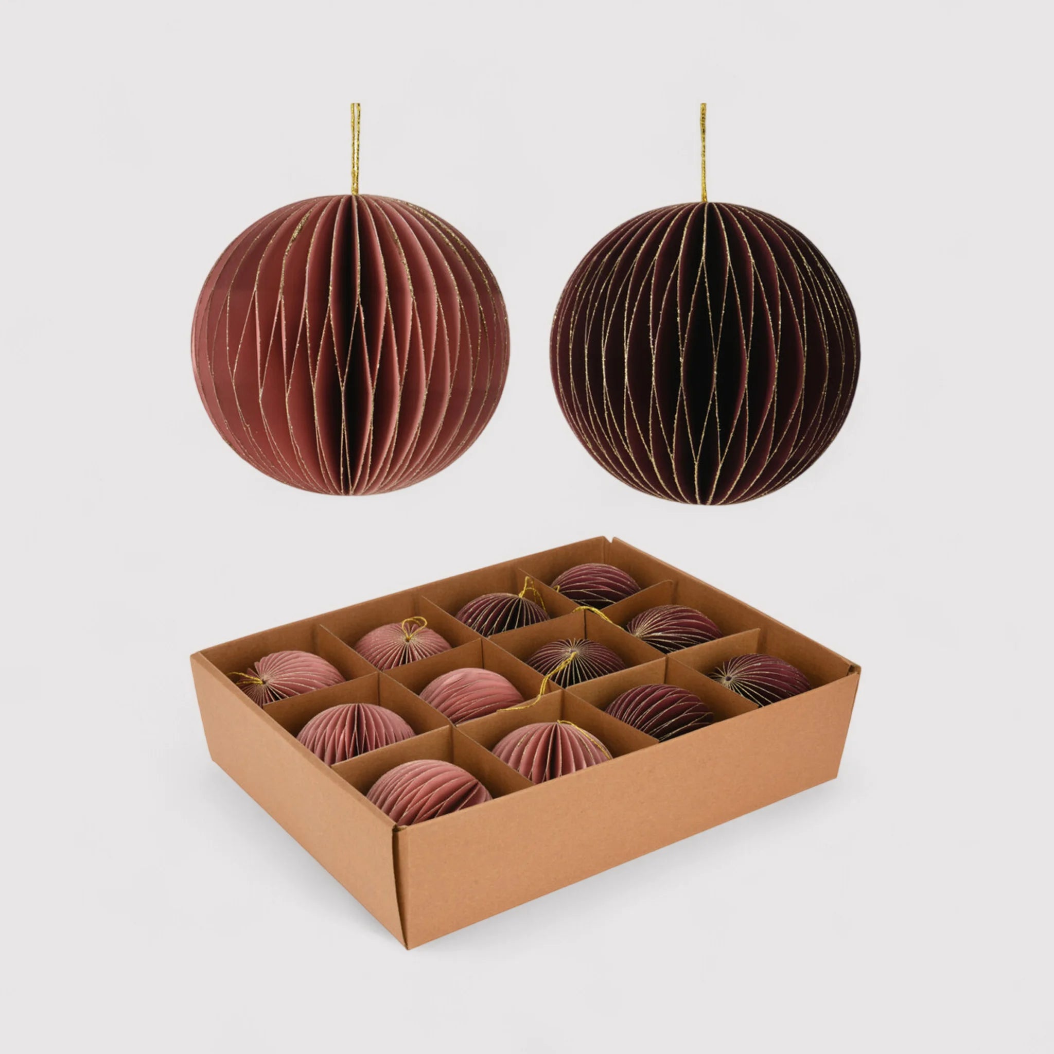 Corylus - Sfere in carta per Albero di Natale in 2 colori