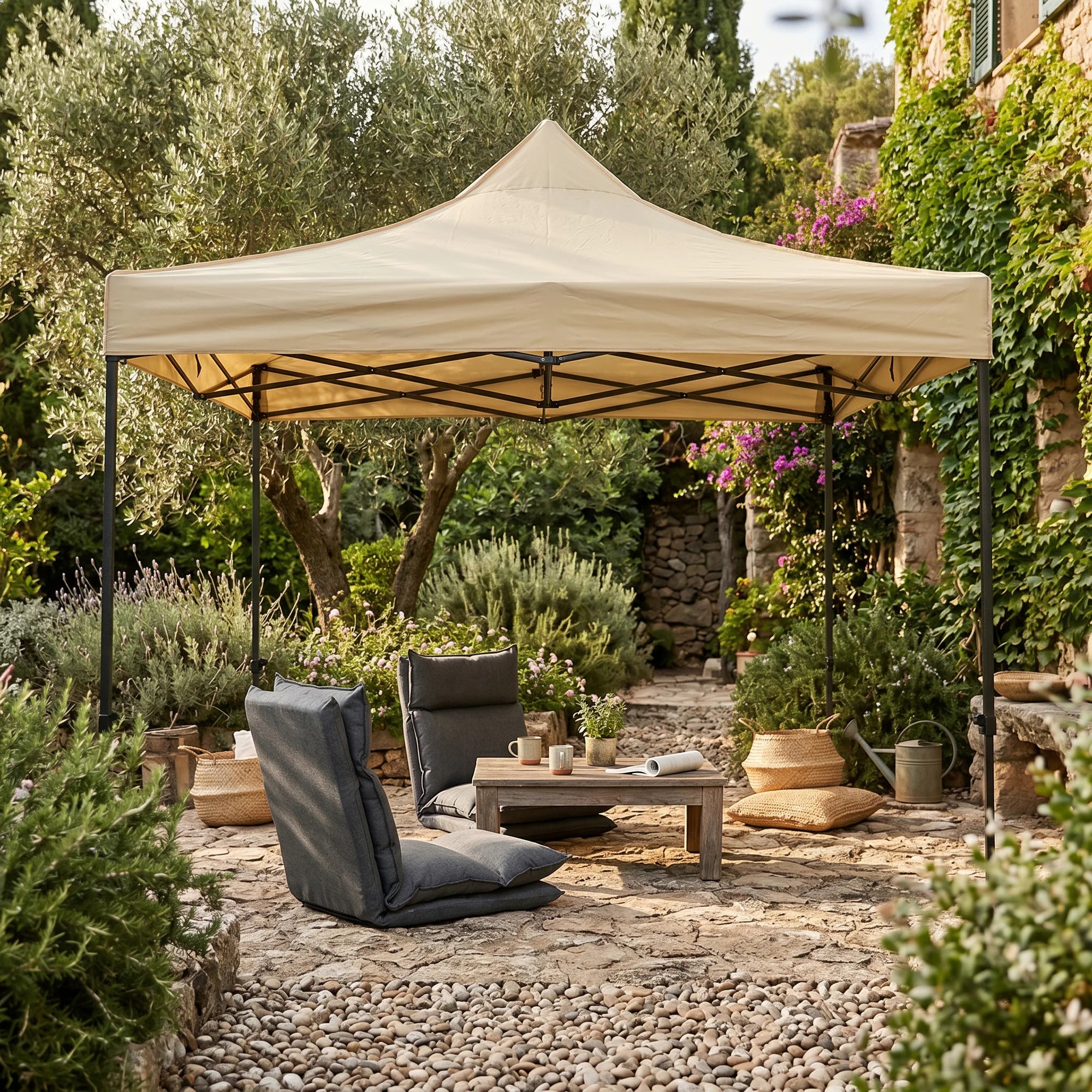 Aneto - Gazebo beige 3x3 per giardini o mercatini