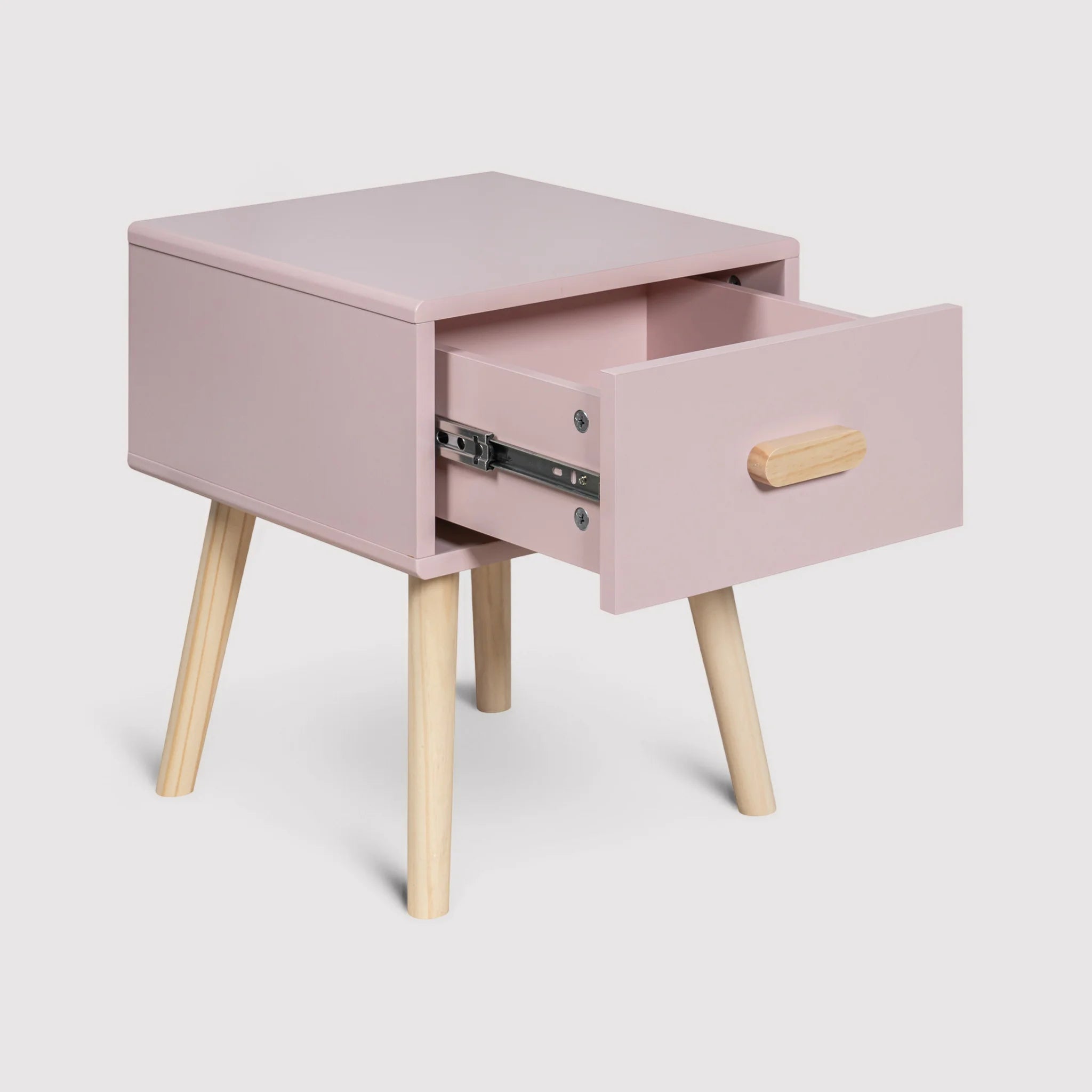 Enotera - Table de chevet rose pour chambre d'enfant avec 1 tiroir