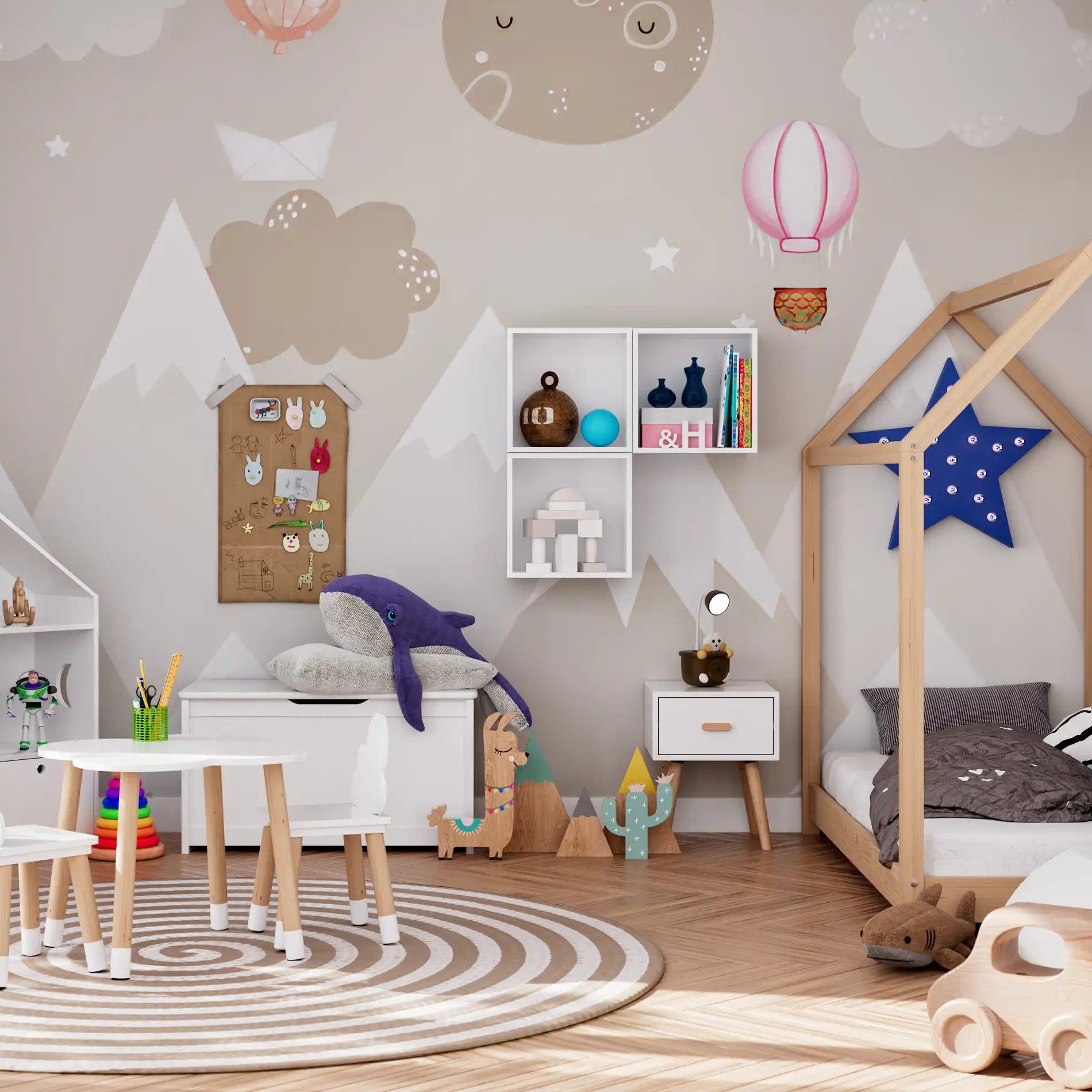 Cassia - Comodino per cameretta montessoriana con 1 cassetto