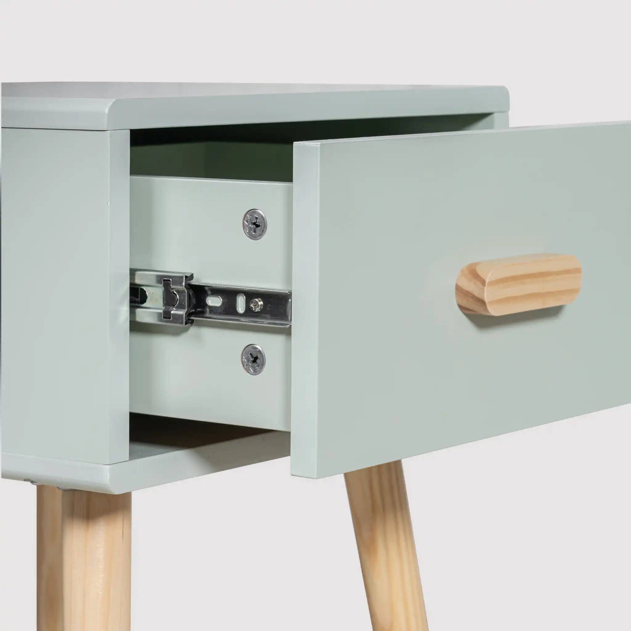 Picea - Comodino verde con 1 cassetto per camera dei bimbi