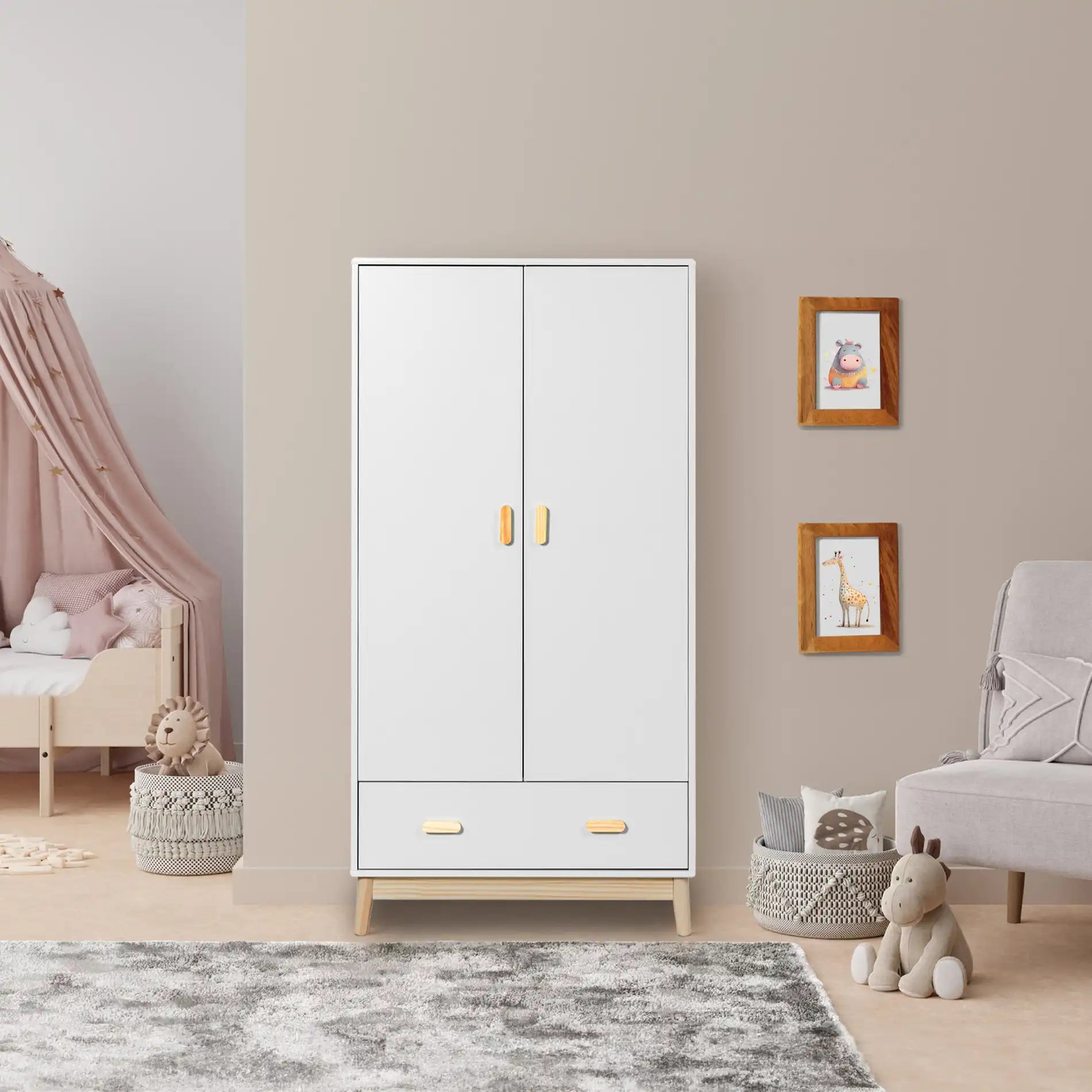 Aegle - Armadio per camerette con 2 ante e 1 cassetto
