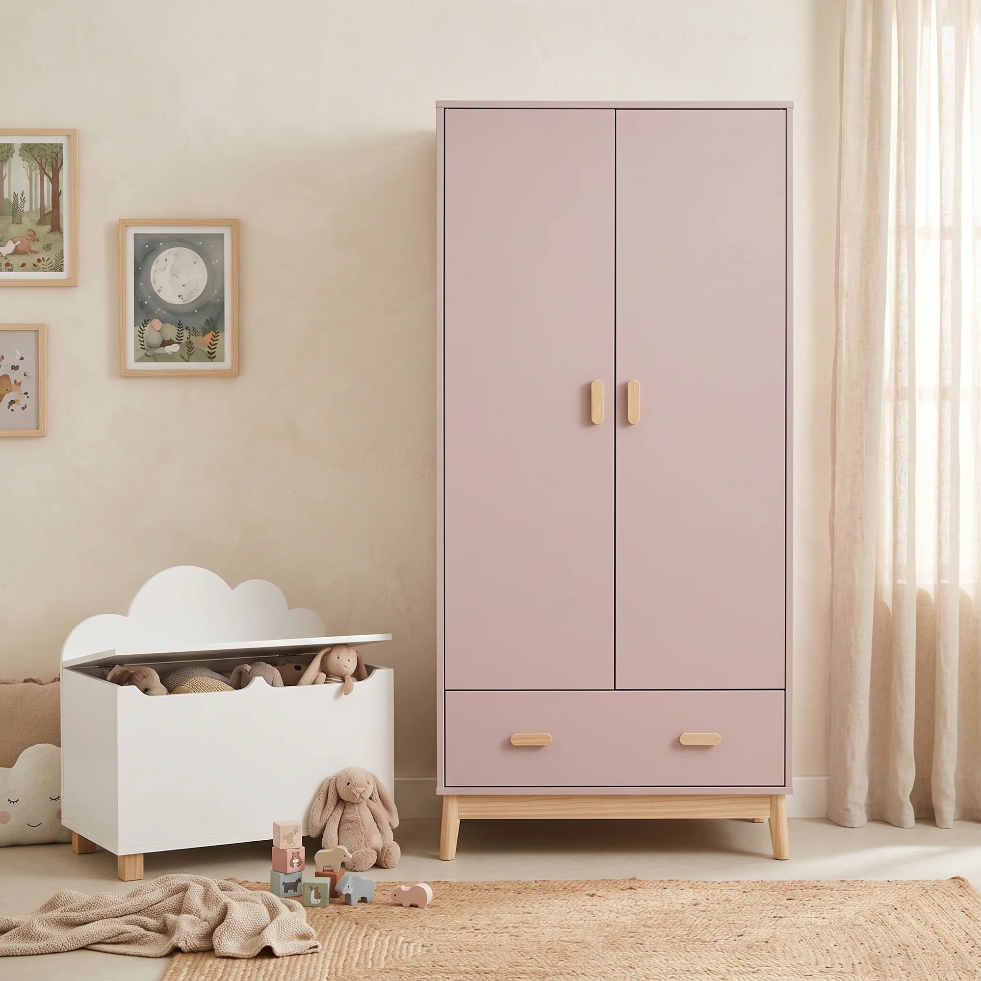 Amchor - Armadio rosa per cameretta montessoriana
