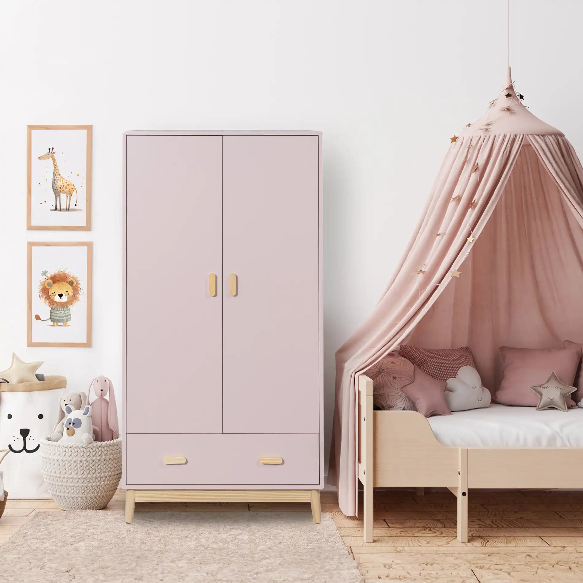 Amchor - Armadio rosa per cameretta montessoriana