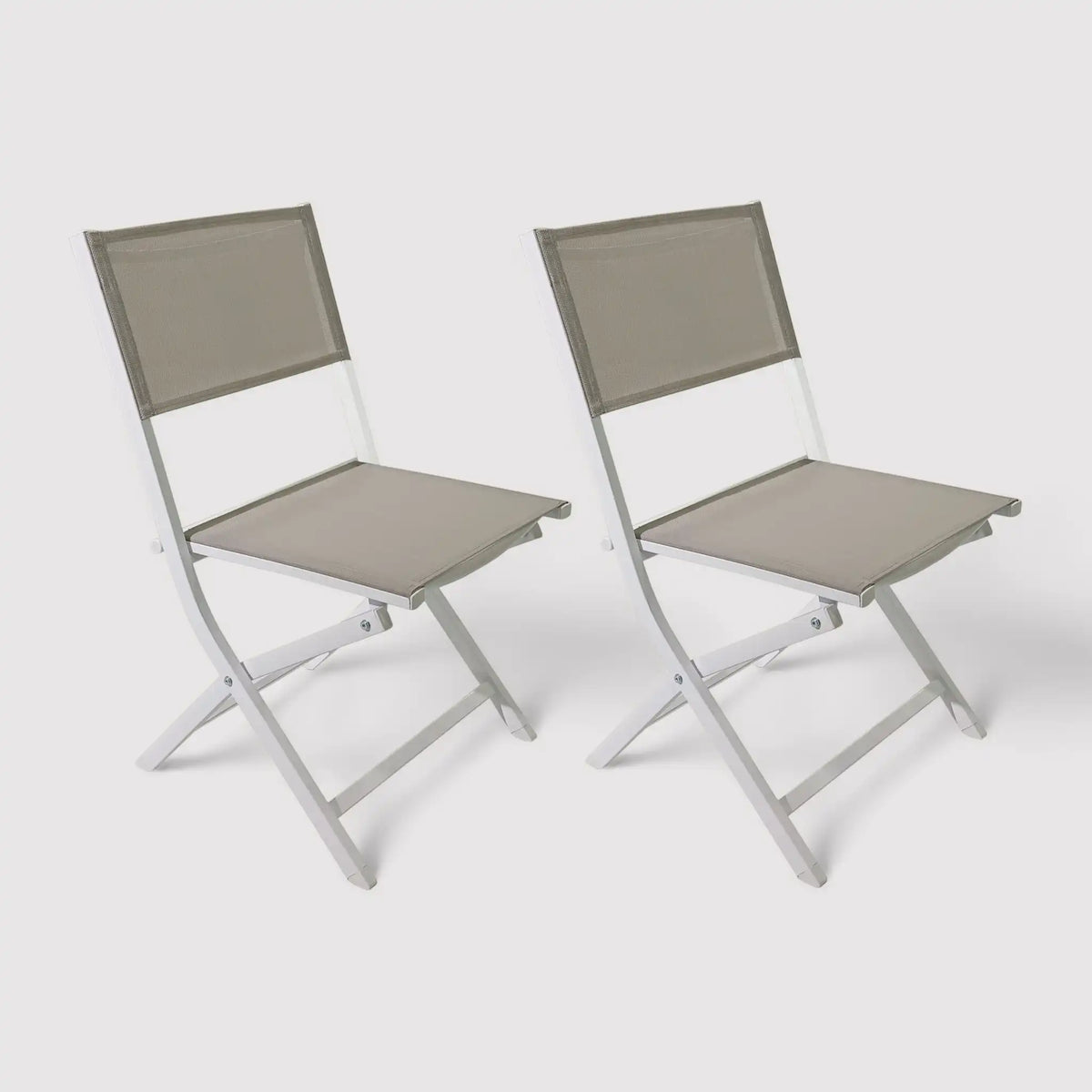 Set 2 Sedie Pieghevoli Rebecca Mobili Per Esterno – Grigie, In Plastica E Acciaio, Da Camping