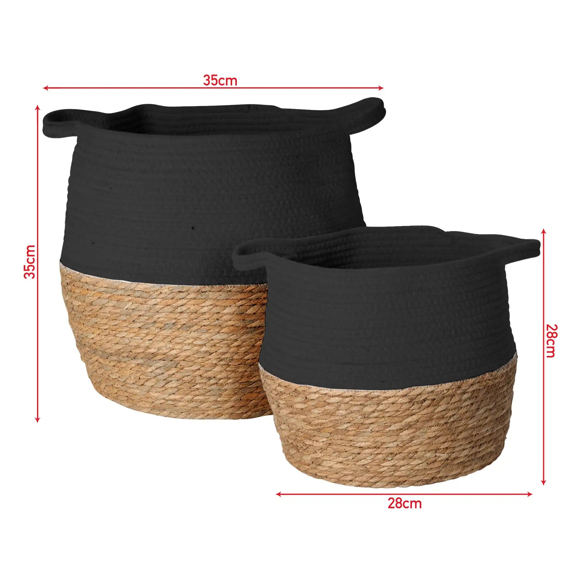 Warda - Set di 2 cesti contenitori decorativi marroni e neri