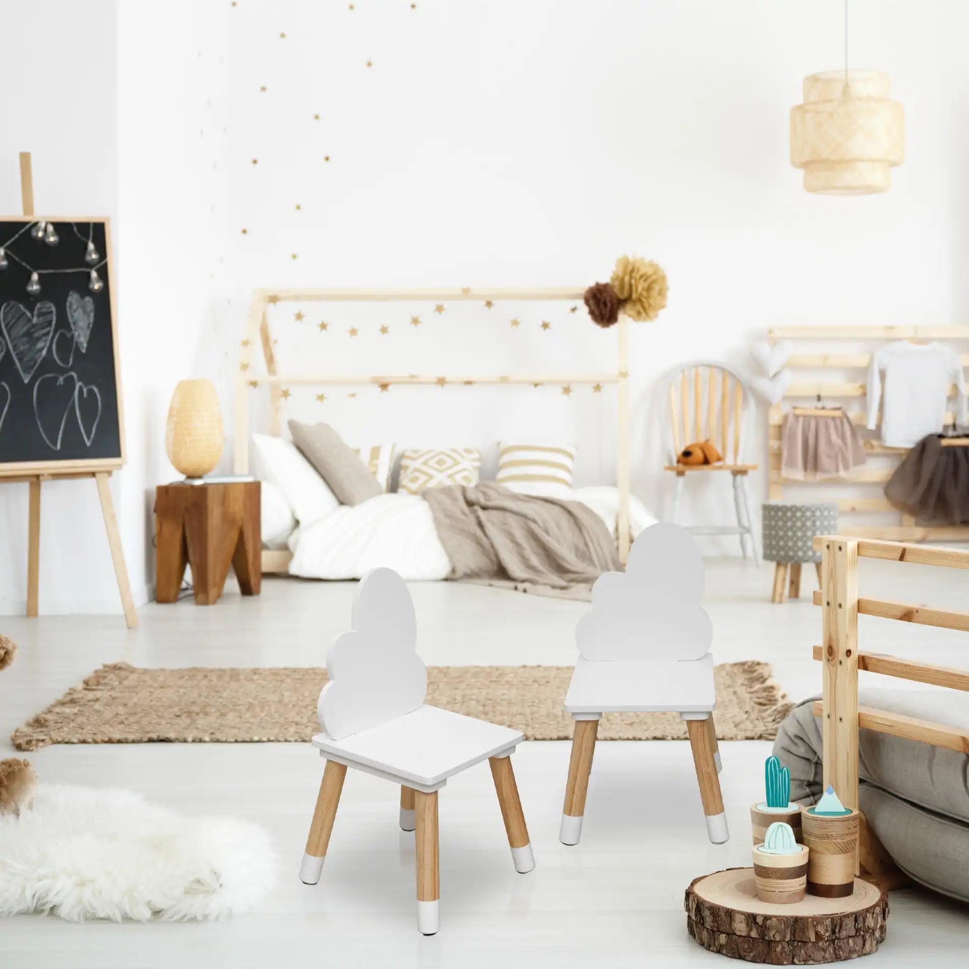 Tamar - Set 2 seggiole per bambini a nuvola bianche