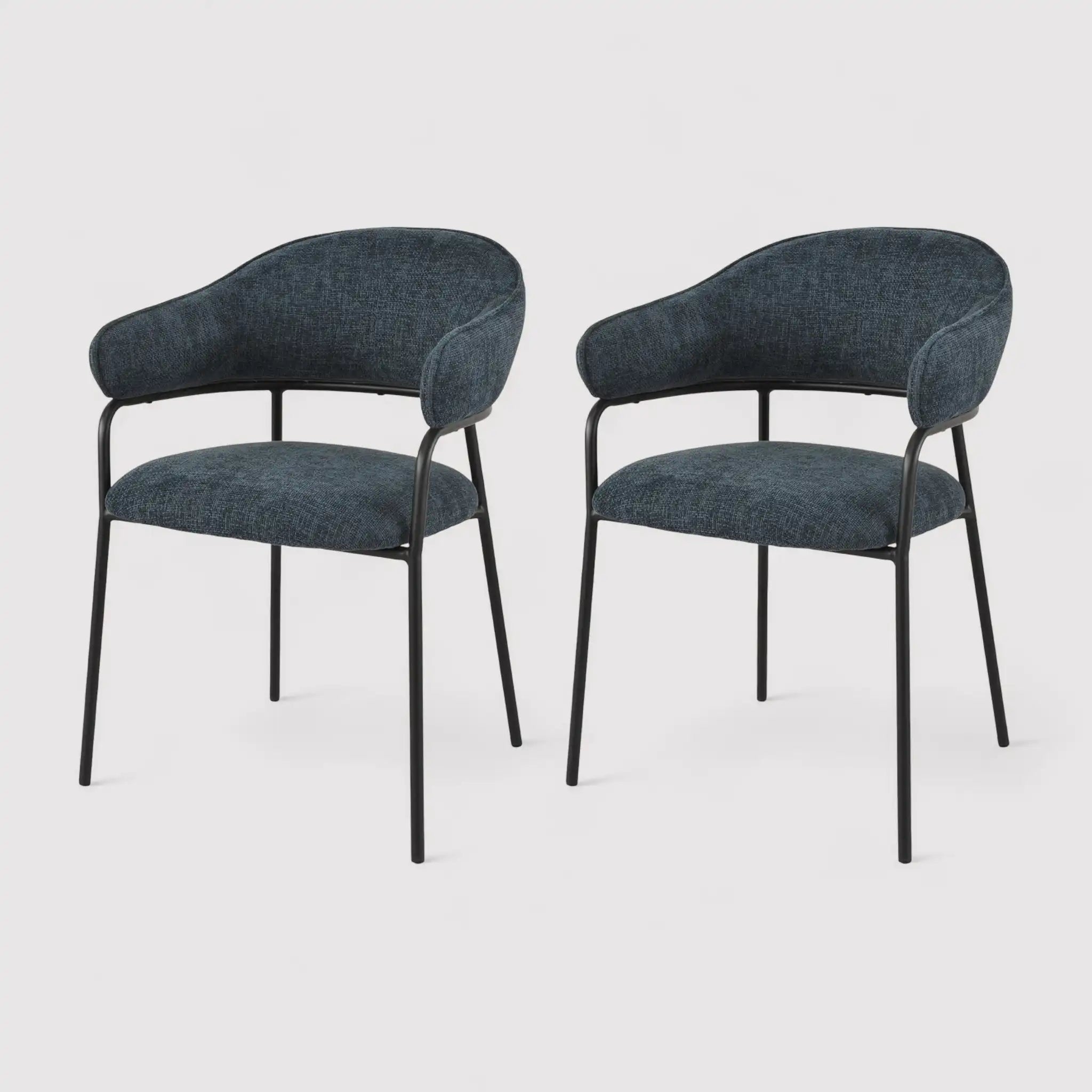 Azobe - Set 2 sedie per sala da pranzo blu petrolio