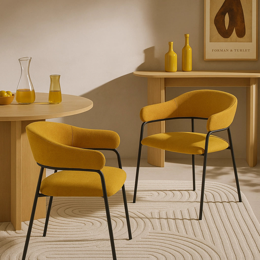 Kadid - Set 2 sedie per sala da pranzo giallo senape