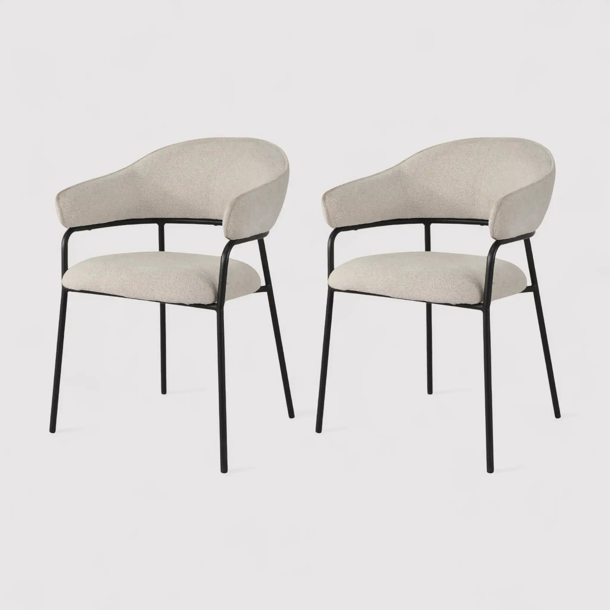 Bakla - Set 2 sedie design da soggiorno bianco perla