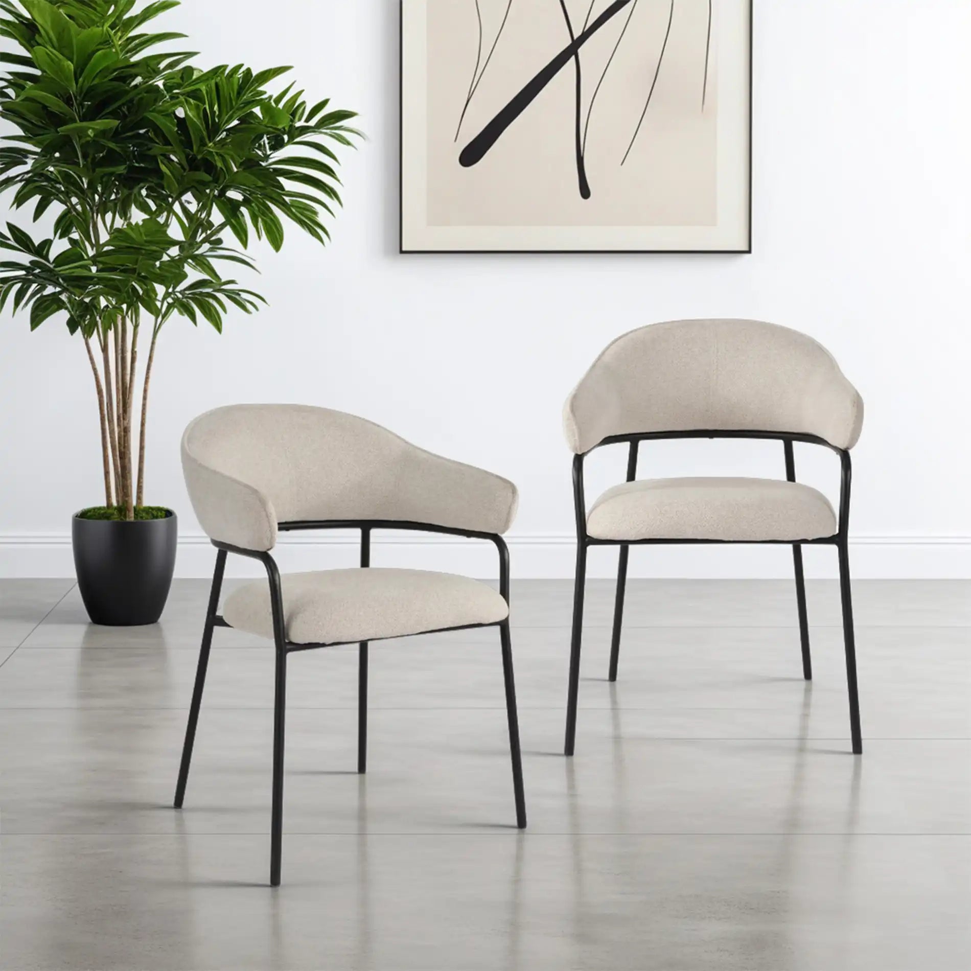 Bakla - Set 2 sedie design da soggiorno bianco perla