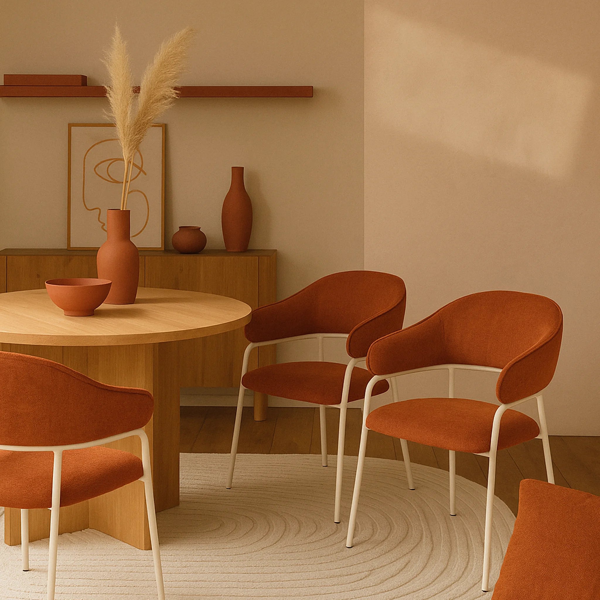 Tuffah - Set 2 sedie da cucina moderne arancione ruggine