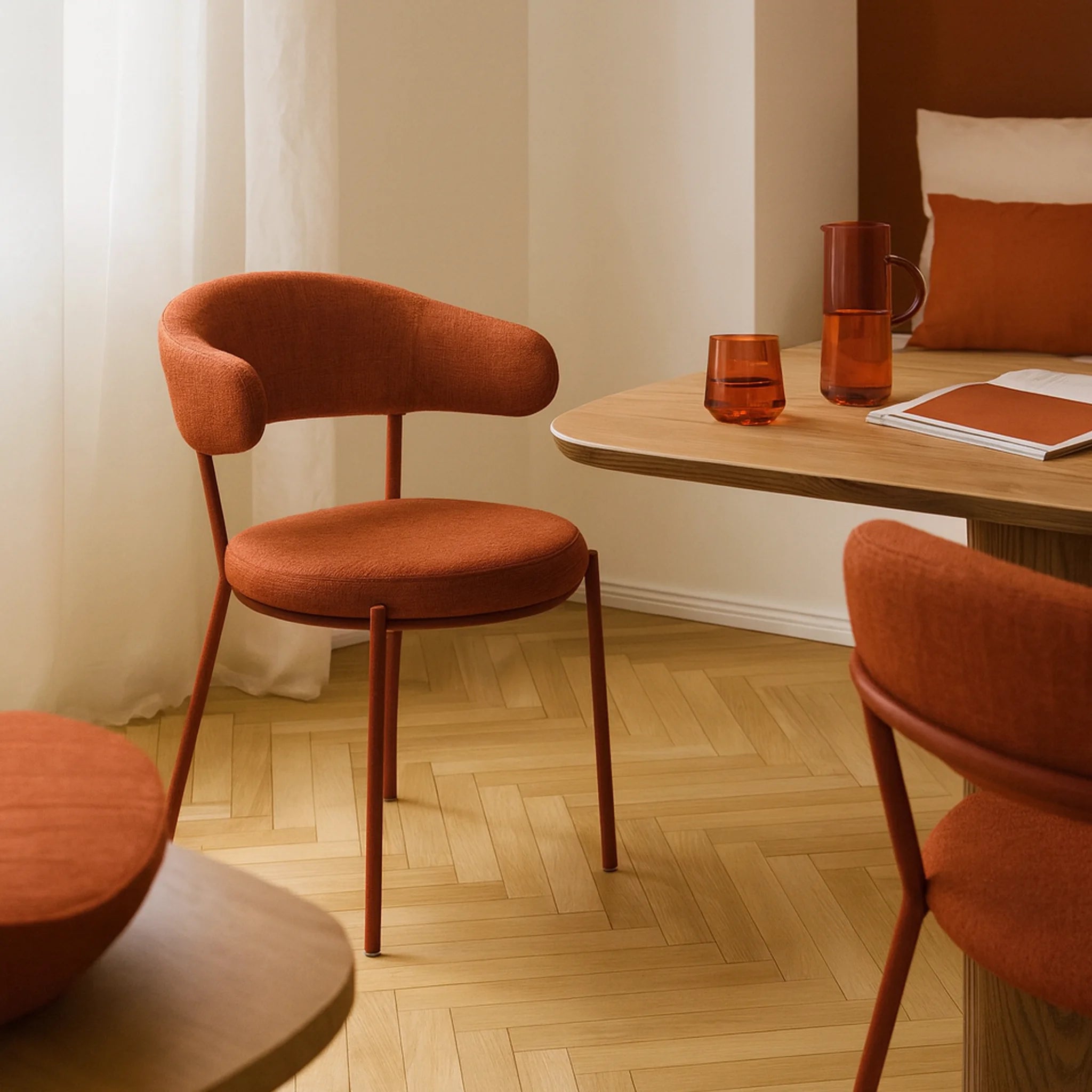 Talong - Set 2 sedie da tavolo moderne color rosso rubino