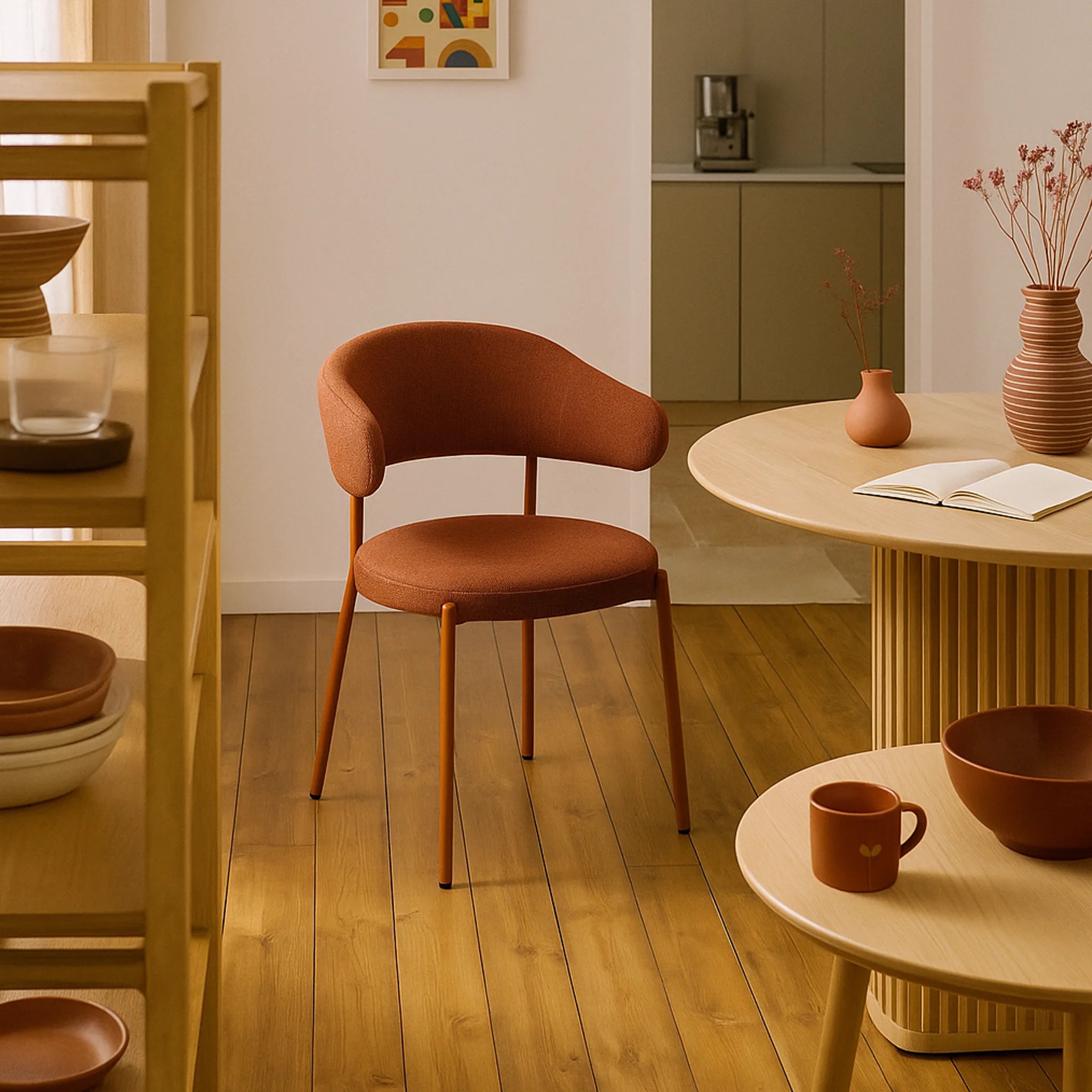 Frenj - Set 2 sedie eleganti arancione scuro in stile moderno