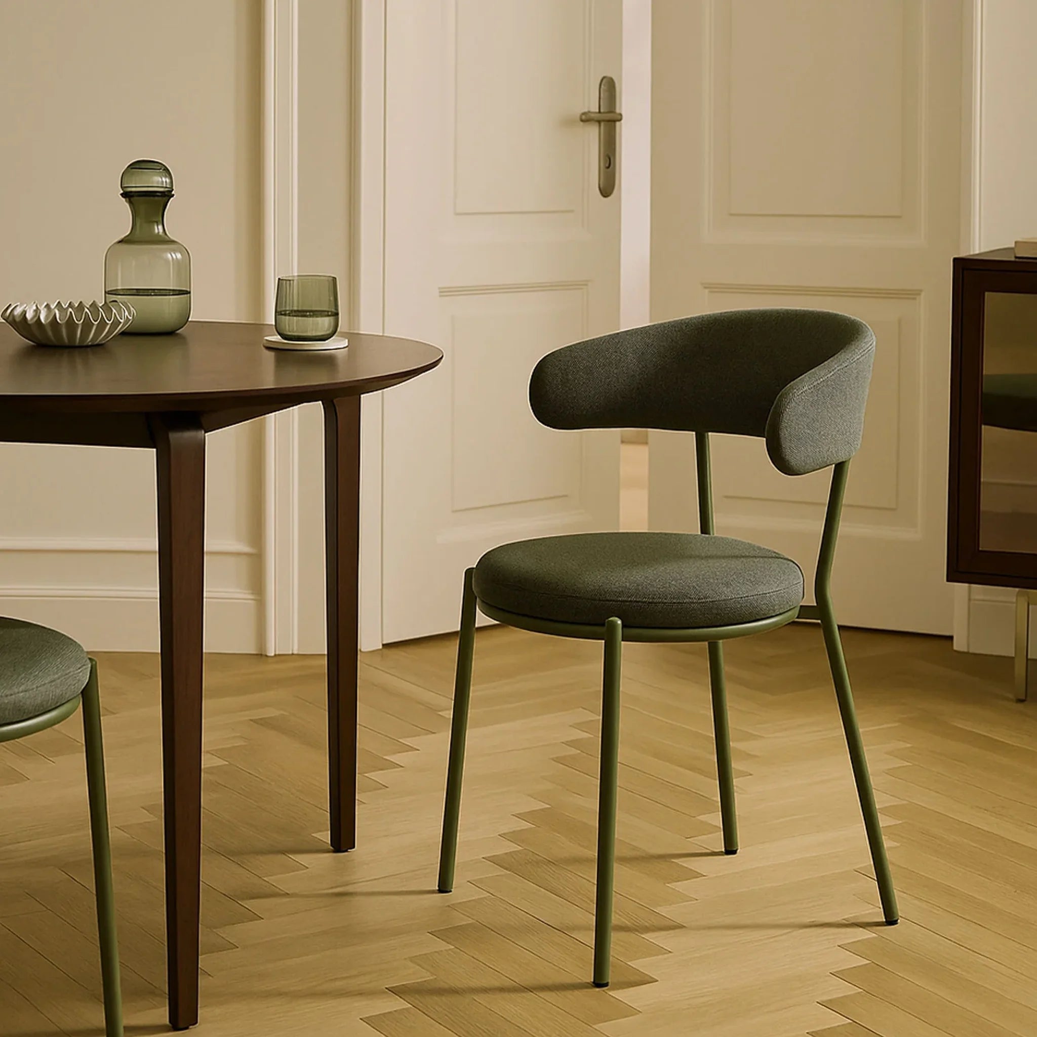 Zeita - Set 2 sedie verde scuro per sala da pranzo o salotto