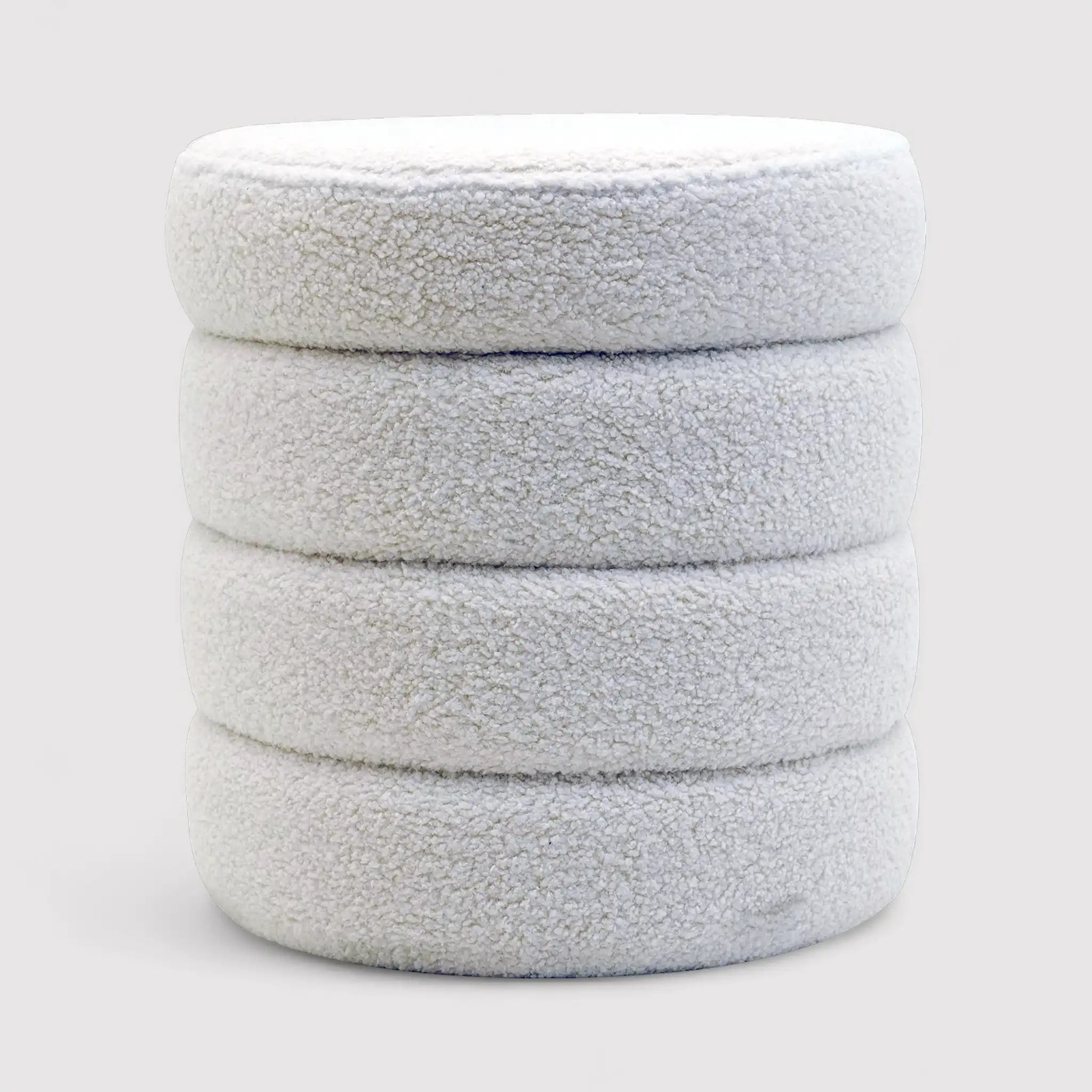 Uxi - Pouf tondo contenitore bianco per salotto
