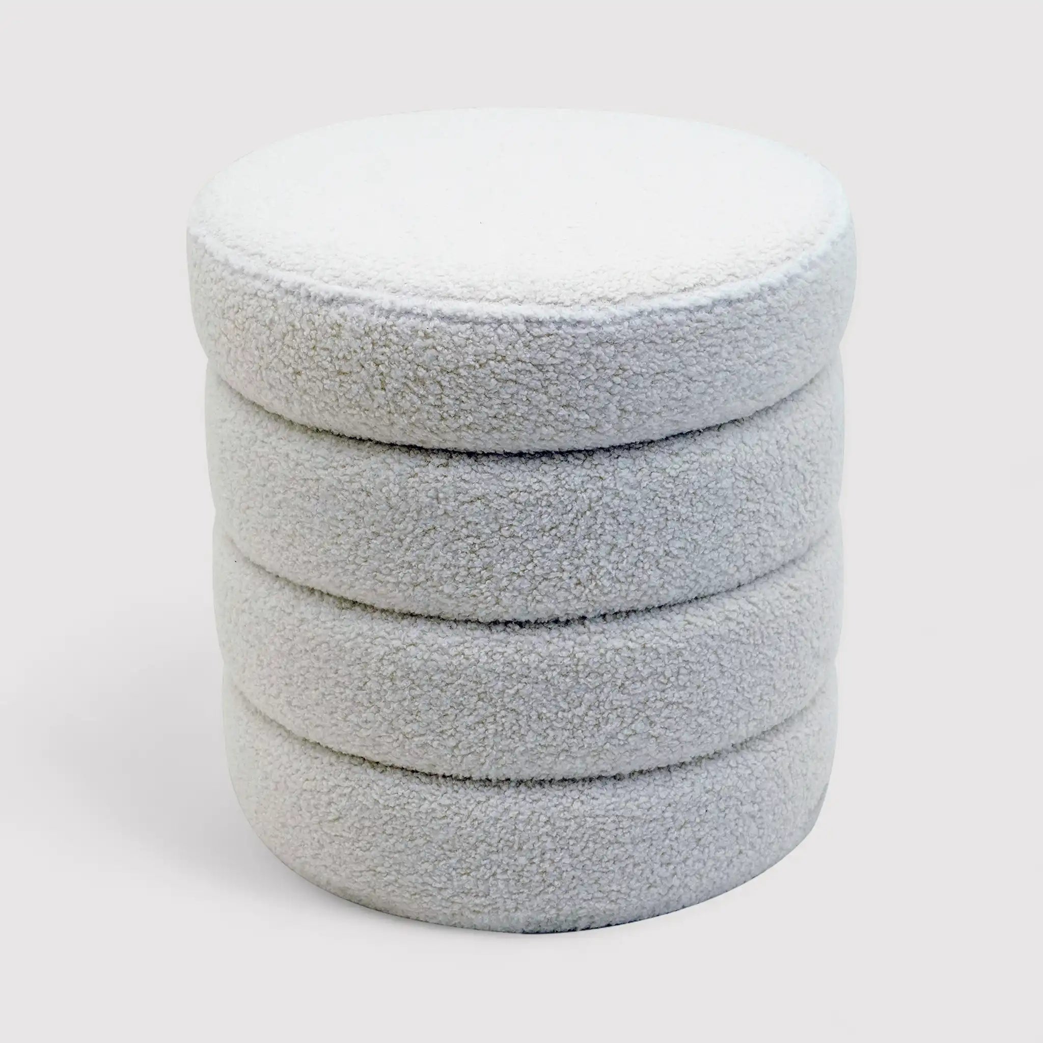 Uxi - Pouf tondo contenitore bianco per salotto