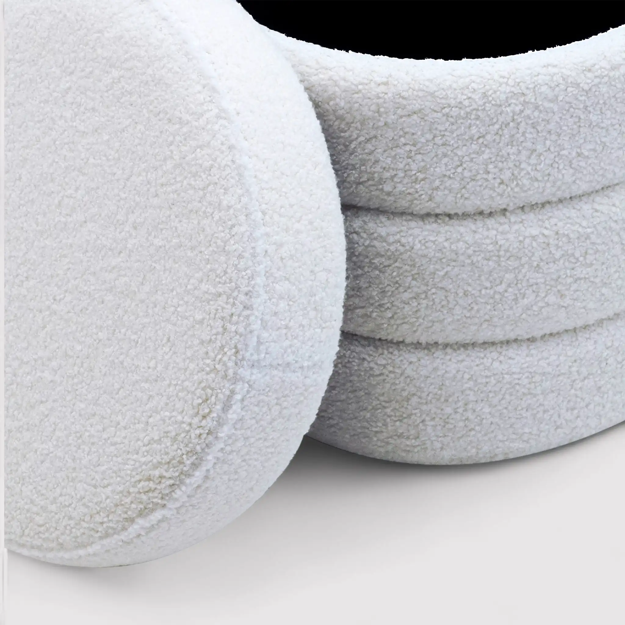 Uxi - Pouf tondo contenitore bianco per salotto
