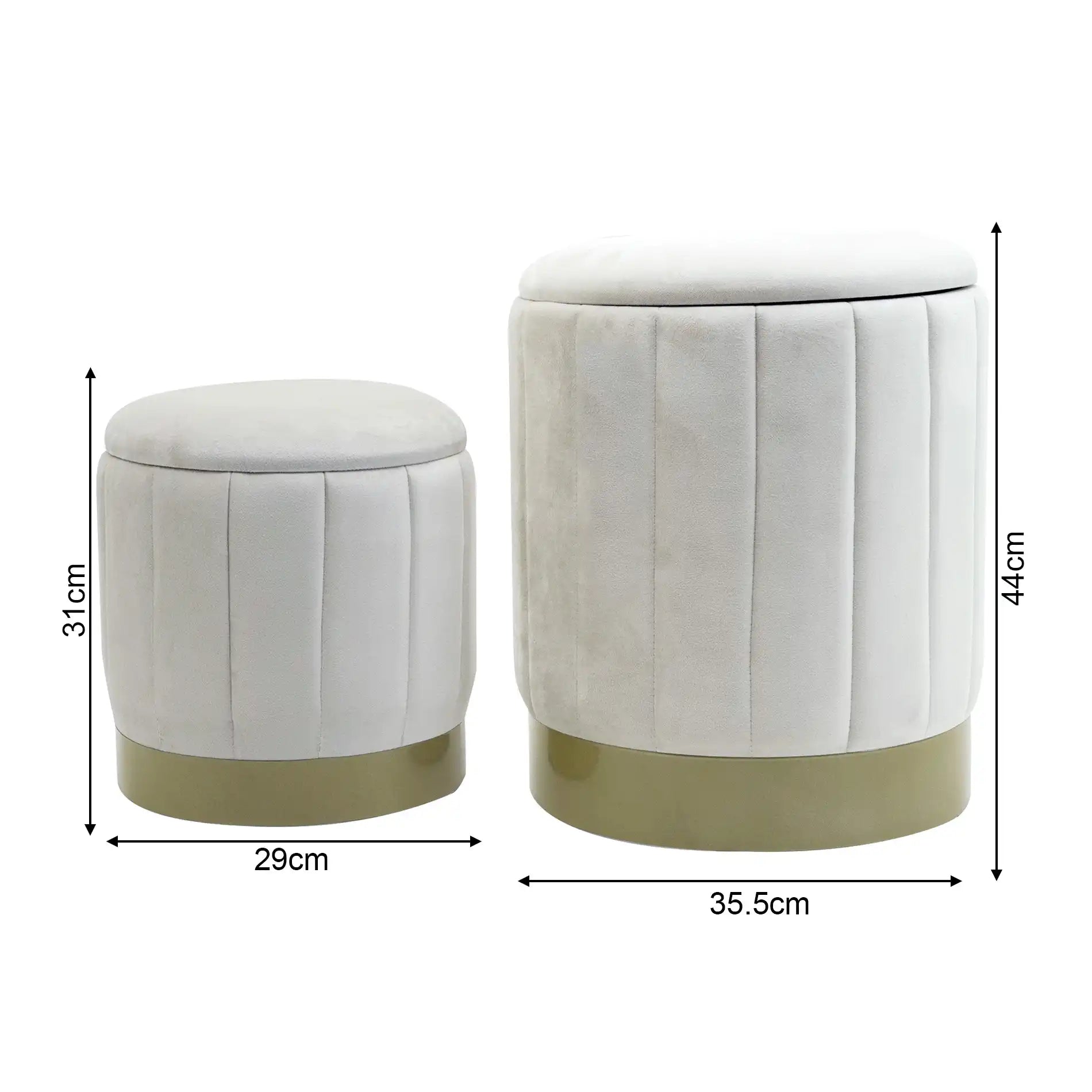 Okome - Set di 2 pouf sgabelli bianchi con contenitore