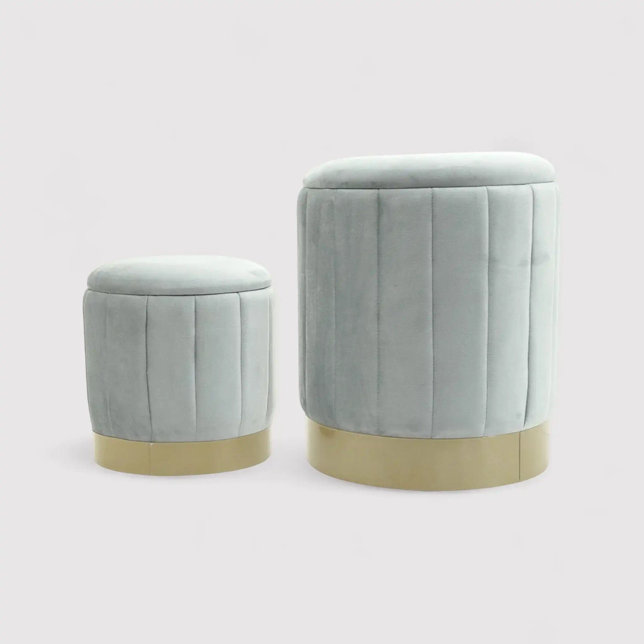 Avelos - Set di 2 pouf grigi con vano contenitore