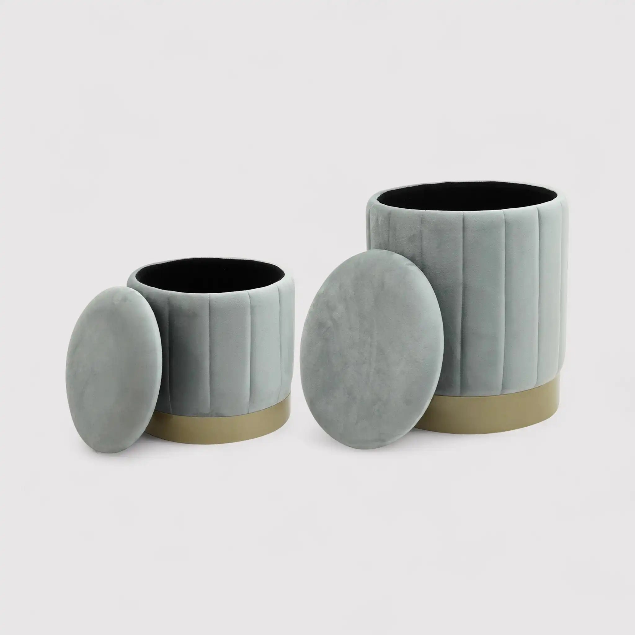 Avelos - Set di 2 pouf grigi con vano contenitore