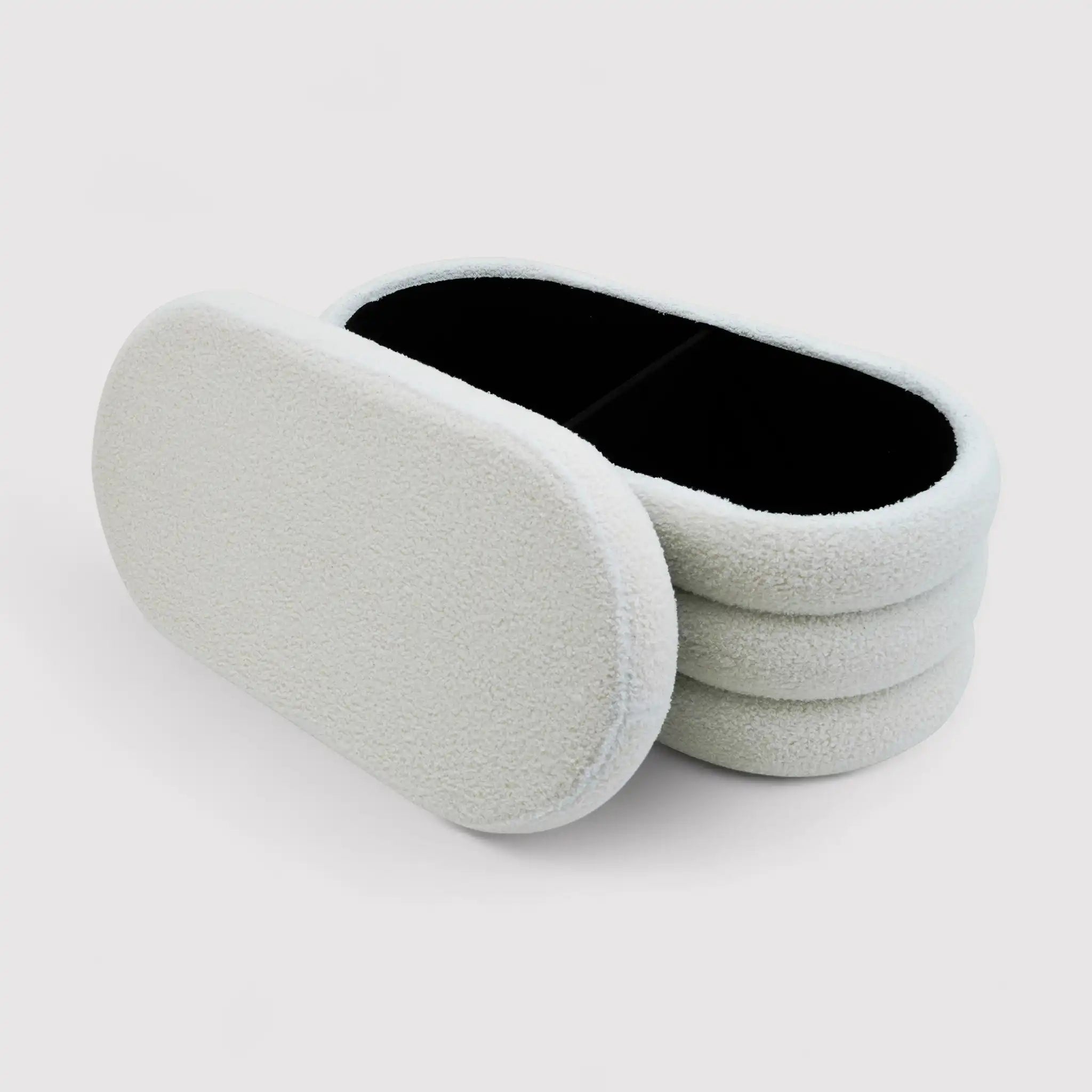 Rambeh - Pouf ovale contenitore bianco in stile moderno
