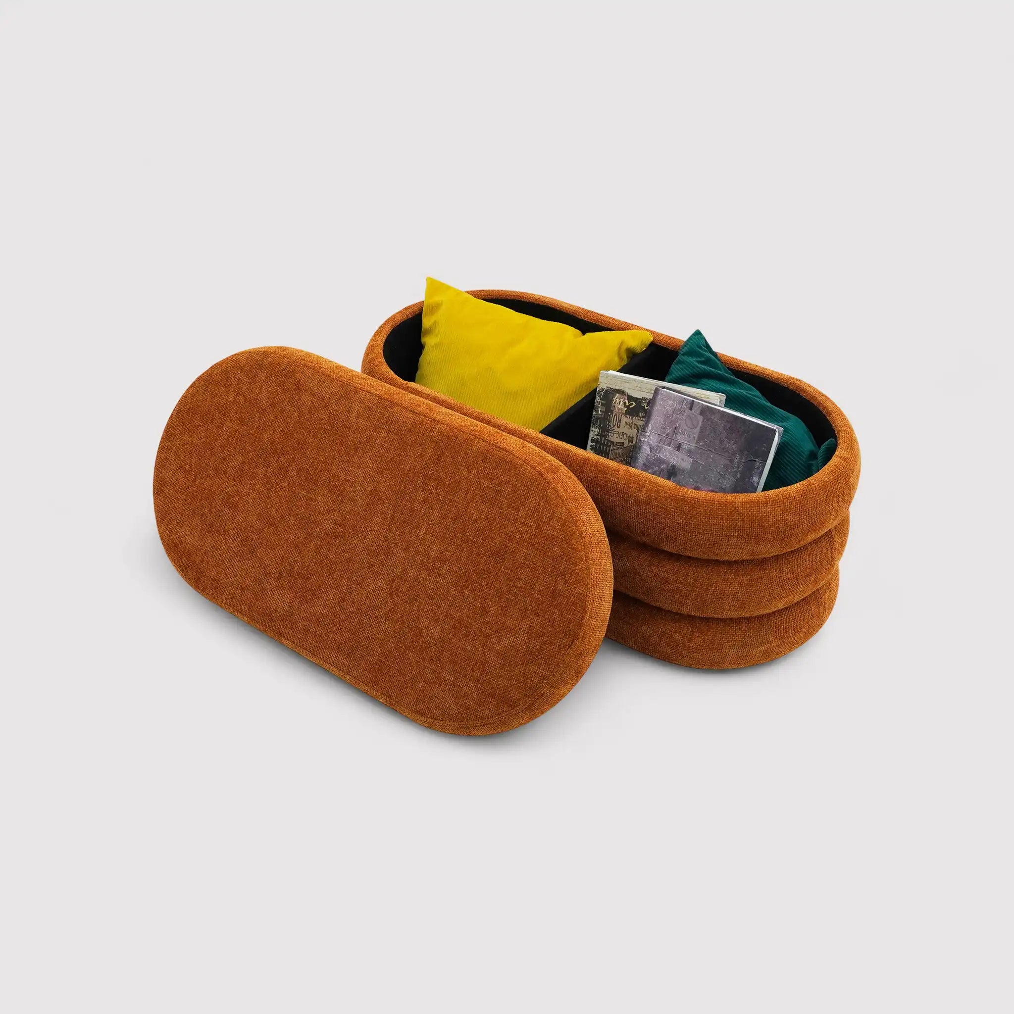 Olinia - Pouf lungo contenitore arancione scuro