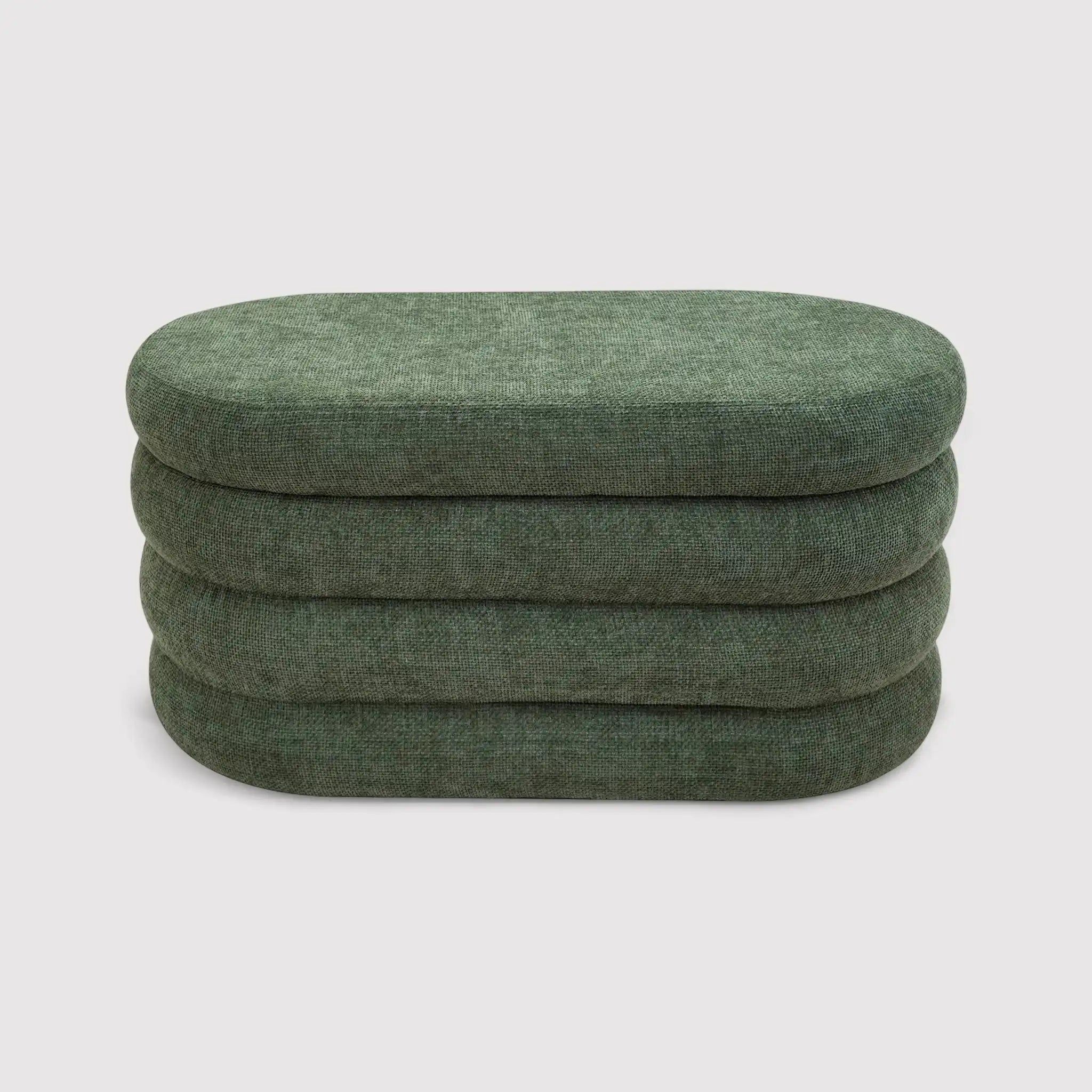 Zeytin - Pouf contenitore ovale verde scuro per salotto