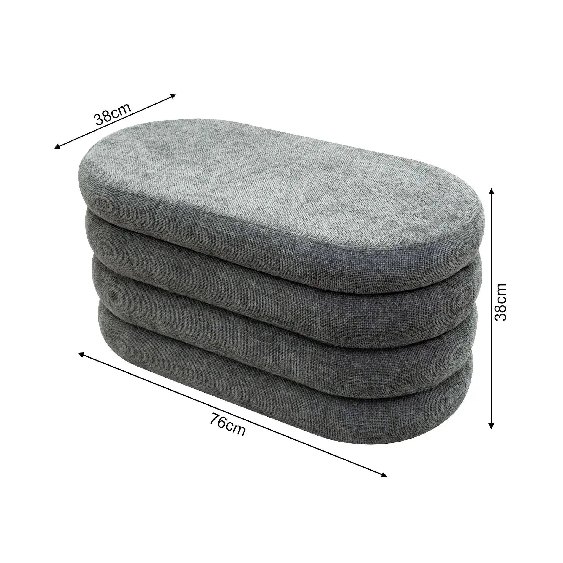 Fagus - Pouf baule ovale grigio in stile moderno