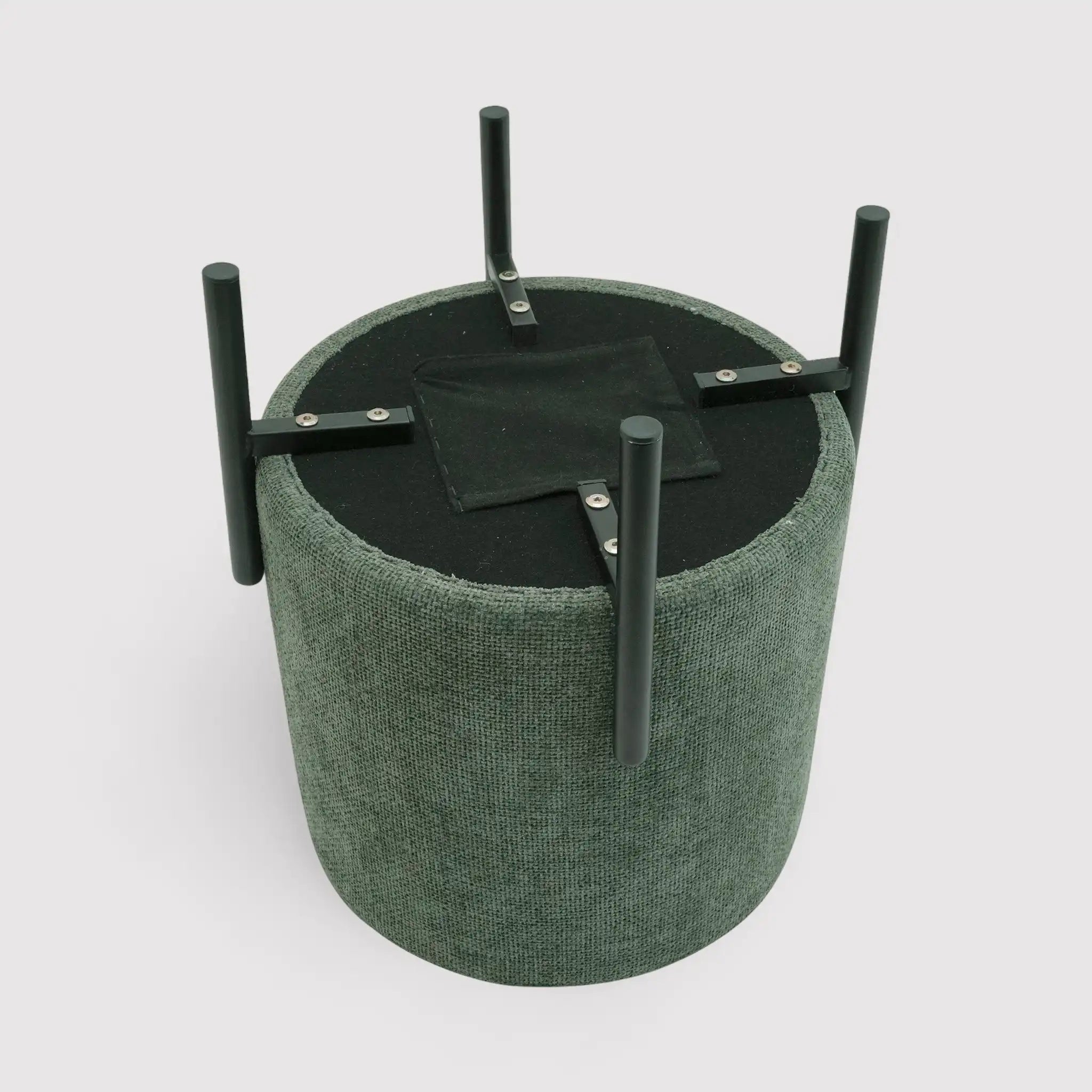 Daikon - Pouf sgabello tondo verde scuro in stile moderno