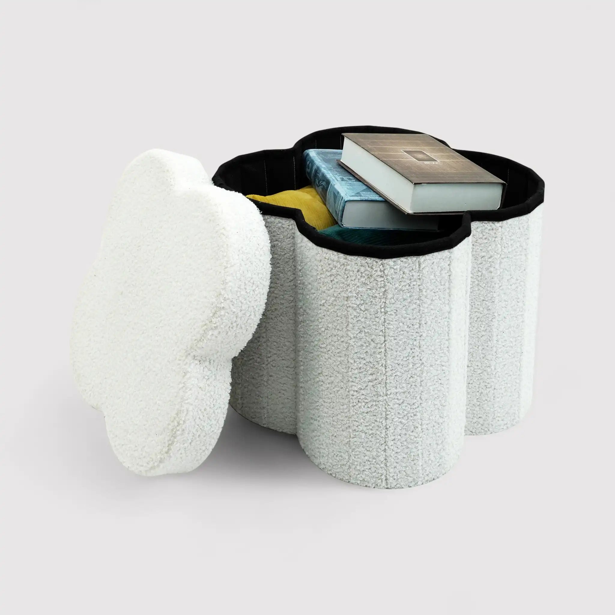 Sufra - Pouf contenitore bianco per cameretta a tema nuvola