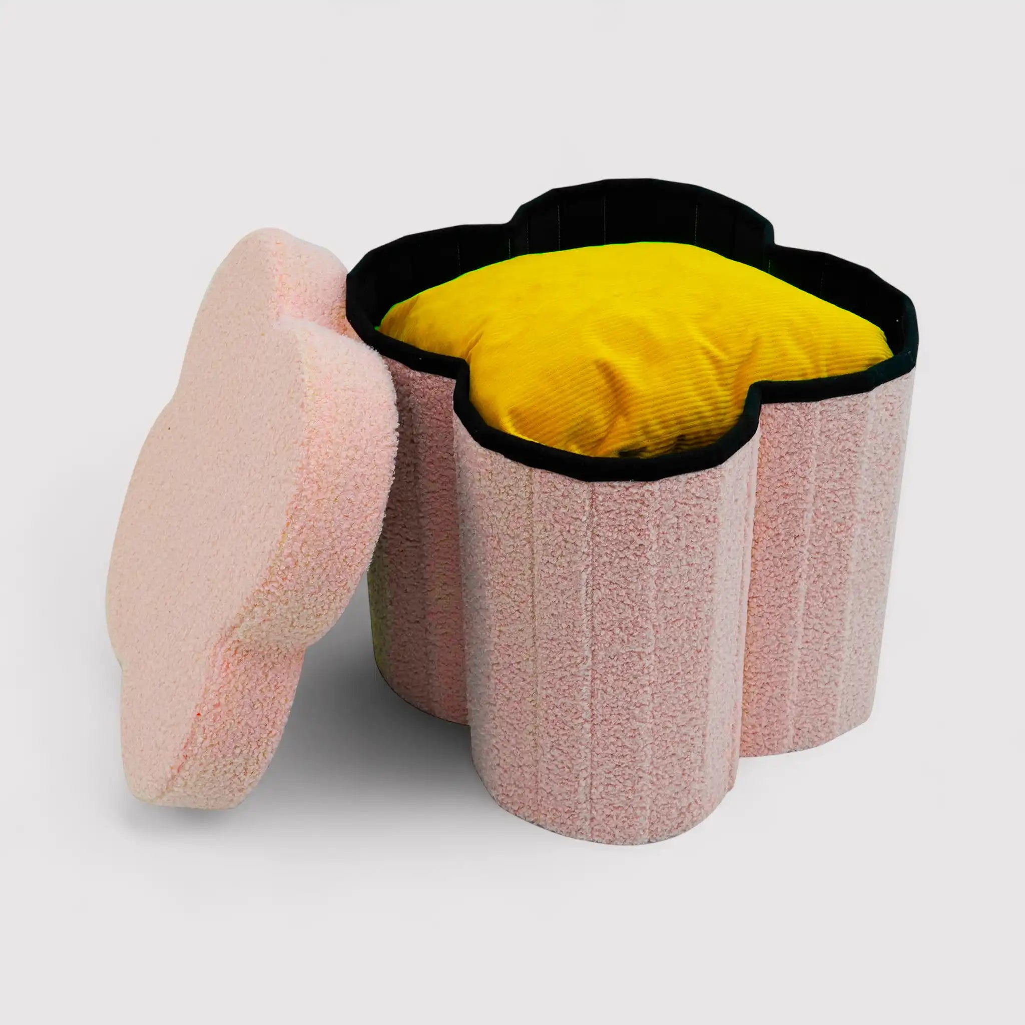 Hermal - Pouf rosa contenitore pieghevole per cameretta